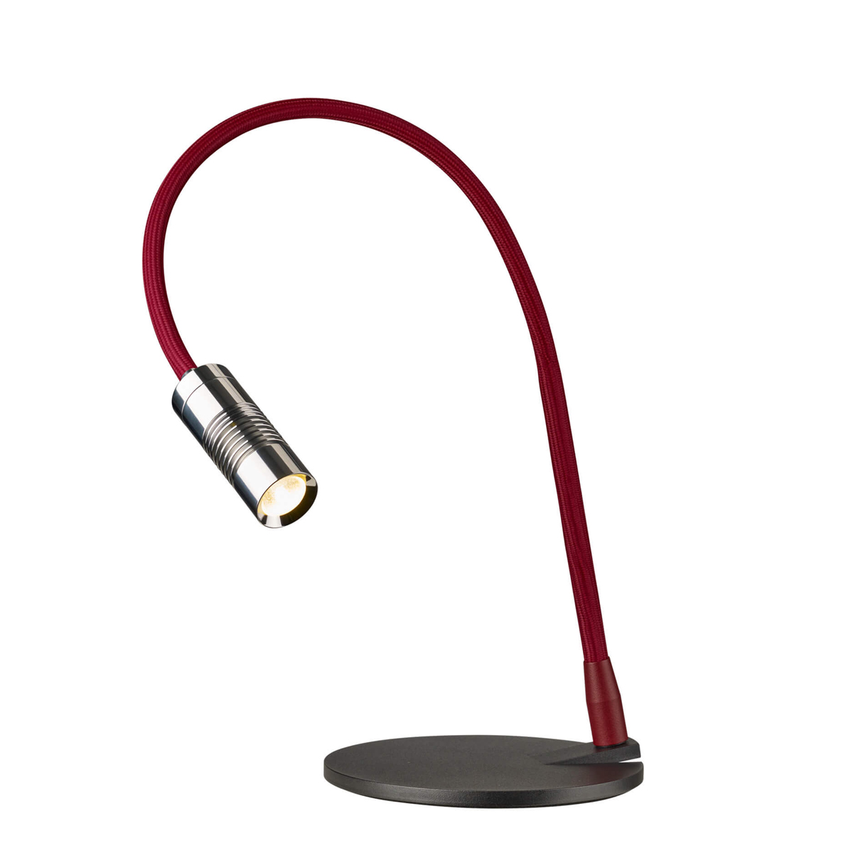 Oligo A Little Bit Colour LED Tischleuchte, Kopf: Chrom, Flexarm: rot matt