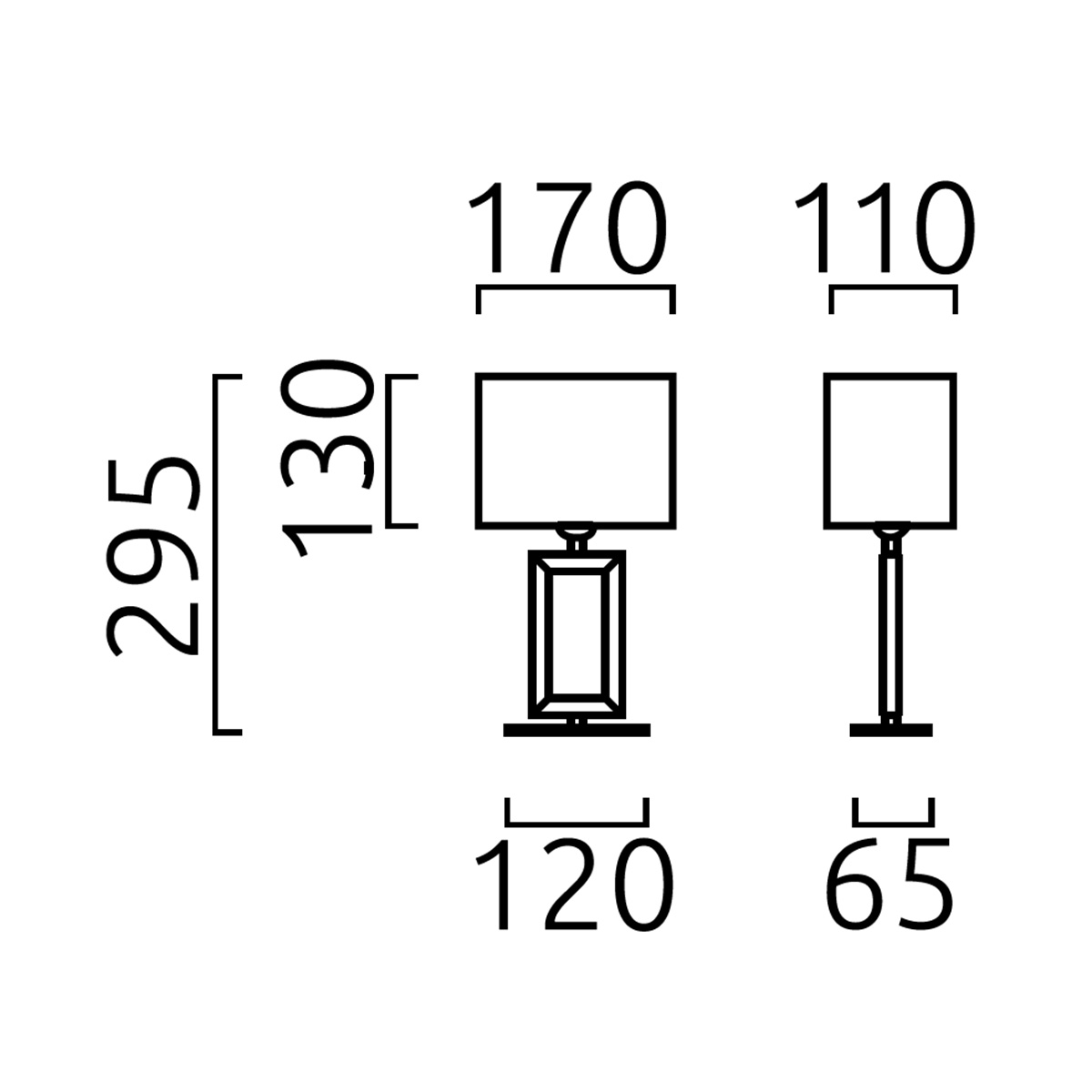 Helestra Enna 2 Tischleuchte, Höhe: 29,5 cm, Maßzeichnung