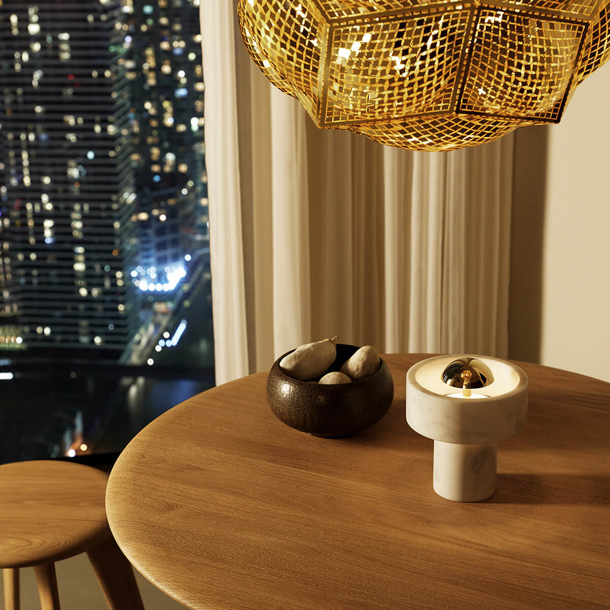 Tom Dixon Stone Portable LED Akkuleuchte, Gold / Marmor