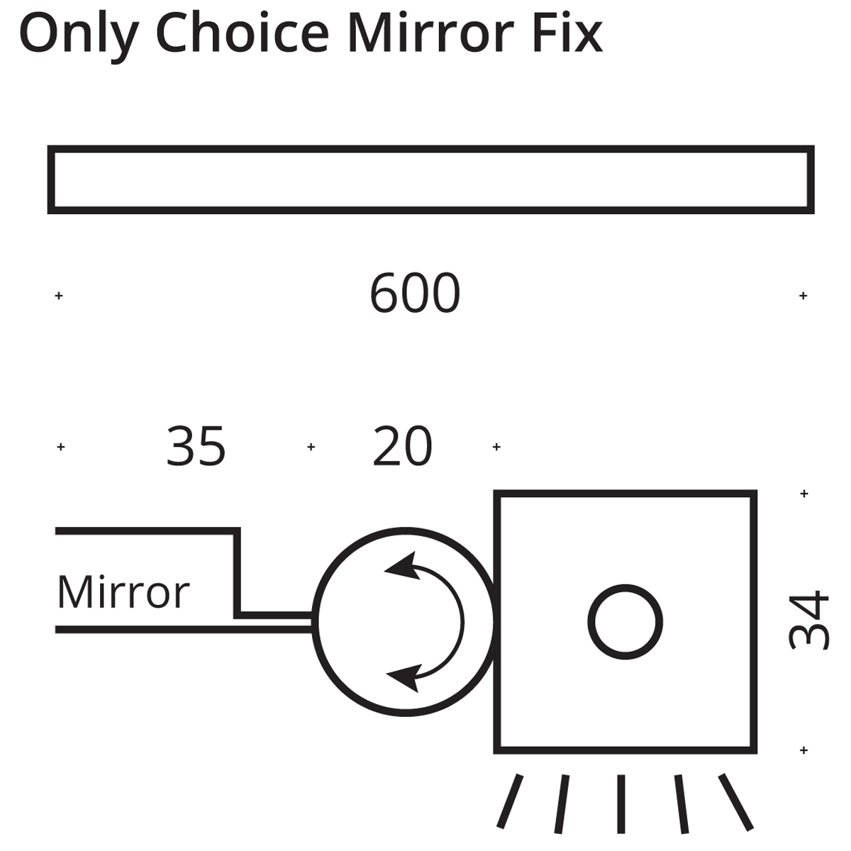 Top Light Only Choice Mirror Fix Klemmleuchte, 60 cm