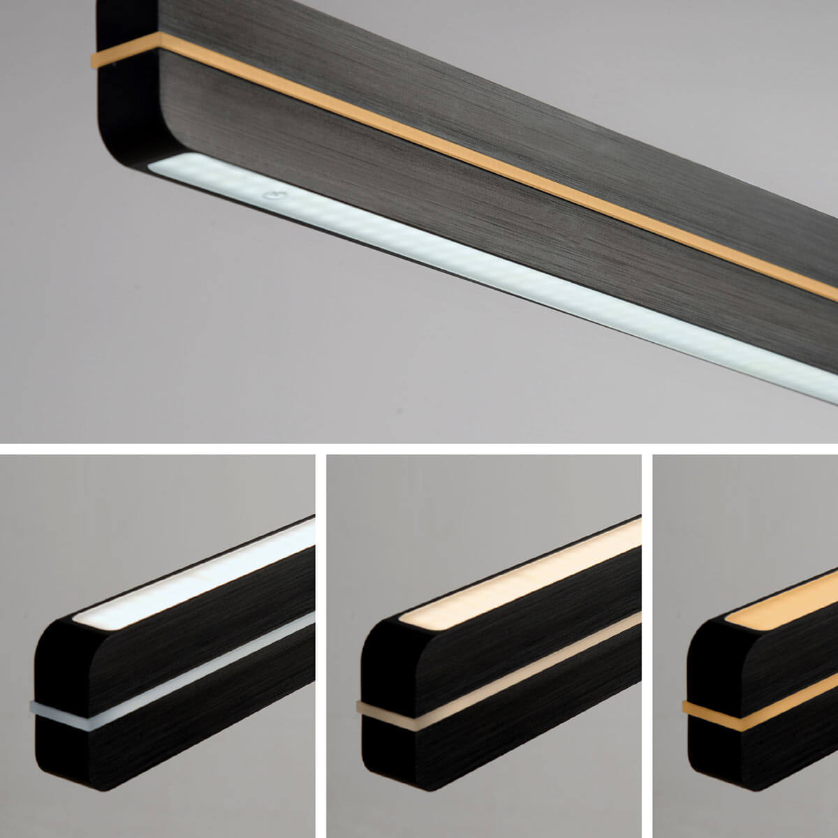 Bopp Switch LED Pendelleuchte, geschliffen / schwarz eloxiert, Dimmstufen von Kaltweiß bis Warmweiß