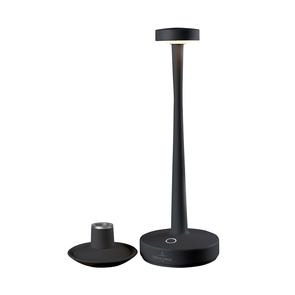 Villeroy & Boch Aarhus LED Akkuleuchte & Kerzenständer, schwarz, abnehmbarer Kerzenhalter