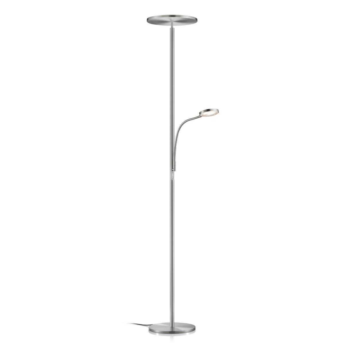 Knapstein Aura-L LED Stehleuchte mit Lesearm, Nickel matt