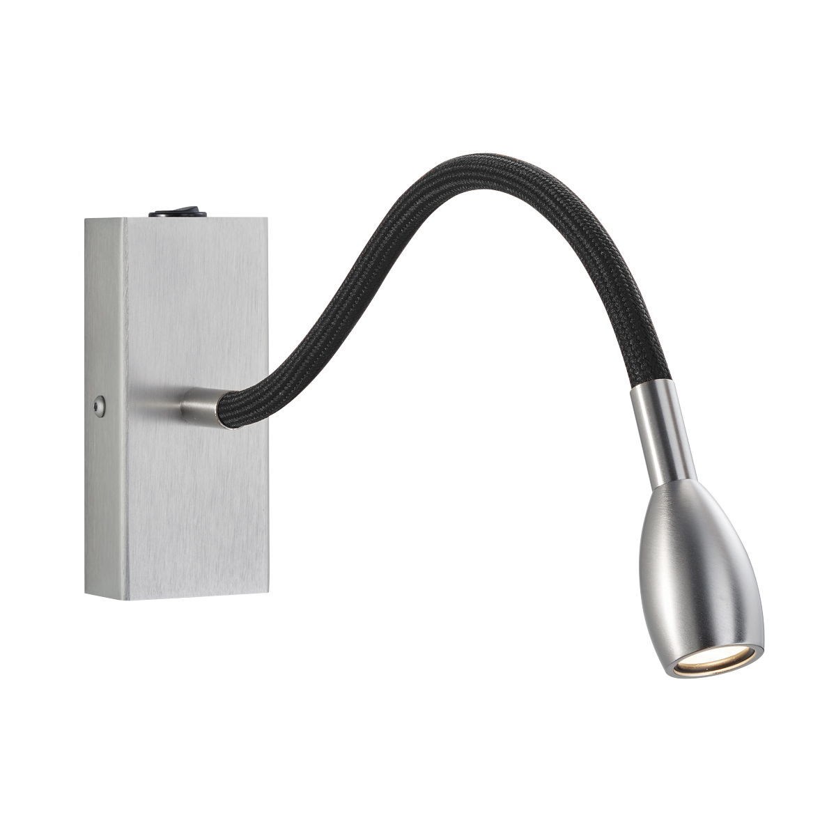 Knapstein Asta LED Wandleuchte, Nickel matt, Flexarm: schwarz