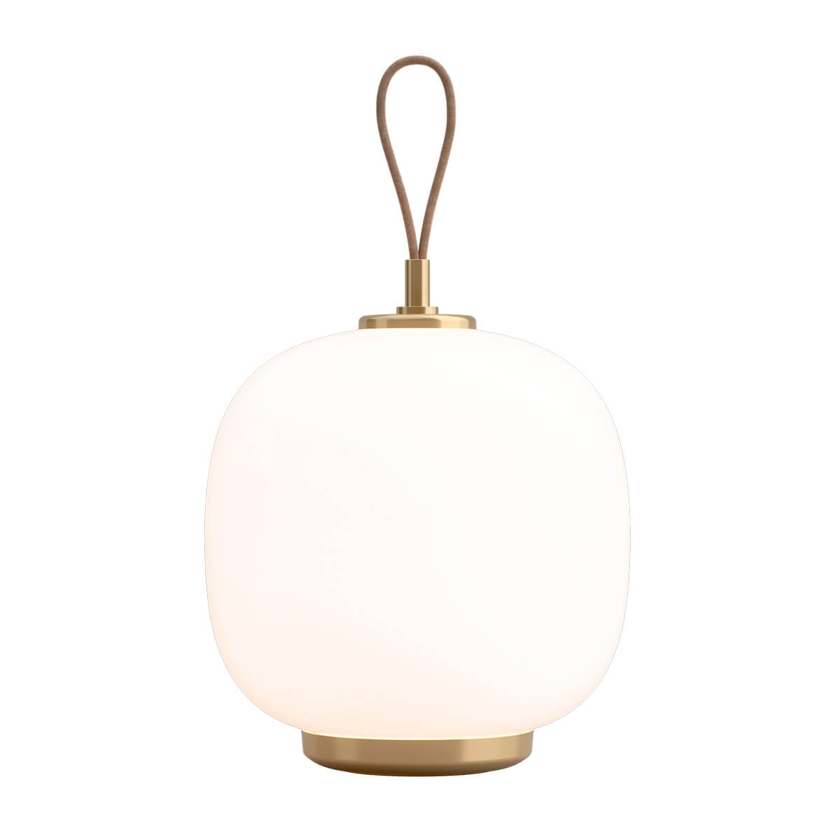 Louis Poulsen VL 45 Radiohus Portable LED Akkuleuchte, blassrosa glänzend / Messing (eingeschaltet)