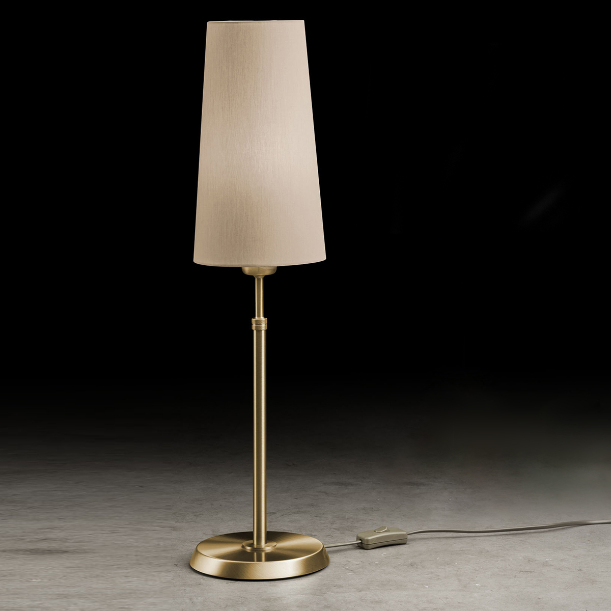 Holtkötter 6263 Tischleuchte, schmal, Messing matt, Chintz Sand