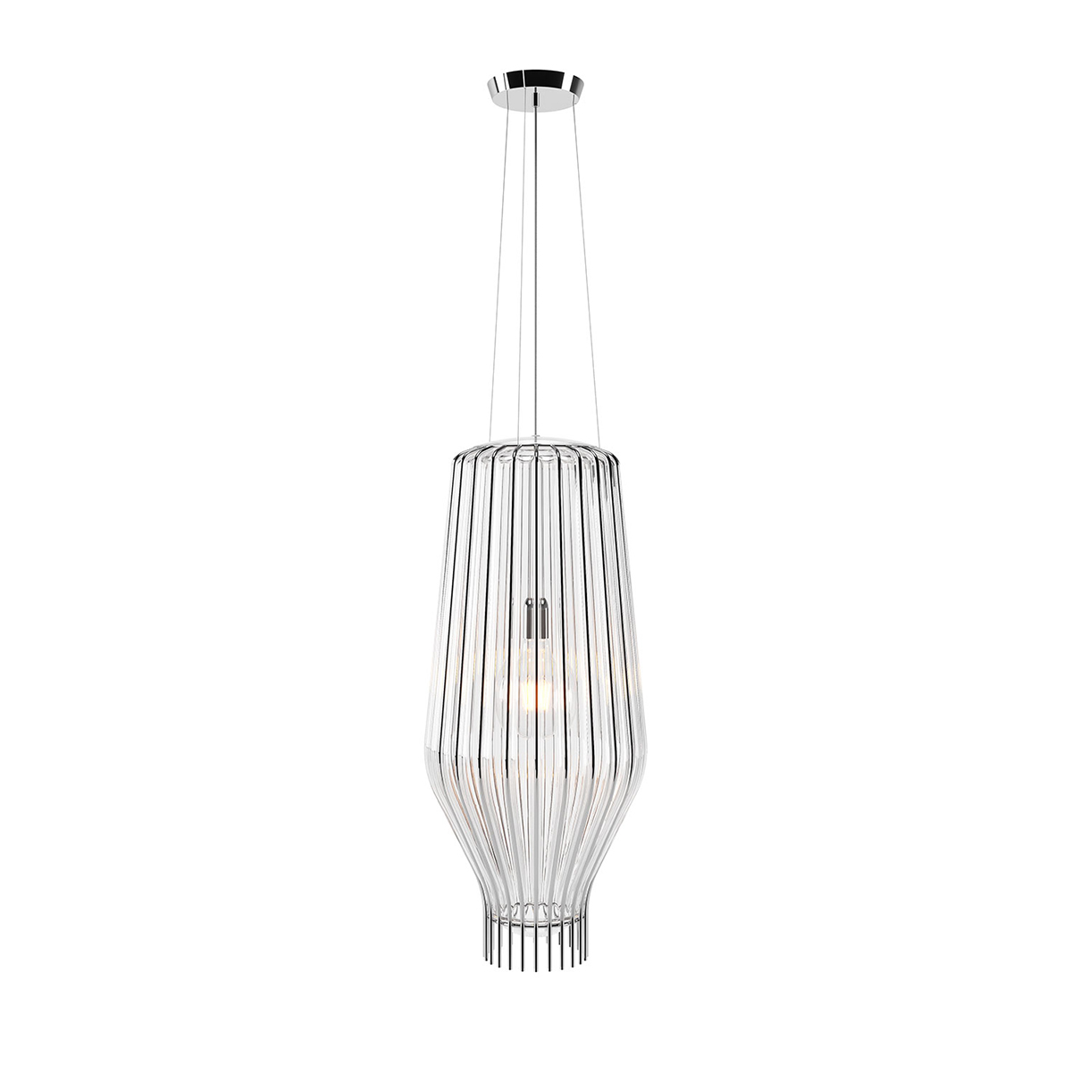 Fabbian Saya Pendelleuchte, transparent, Ø: 31 cm, transparent - Chrom