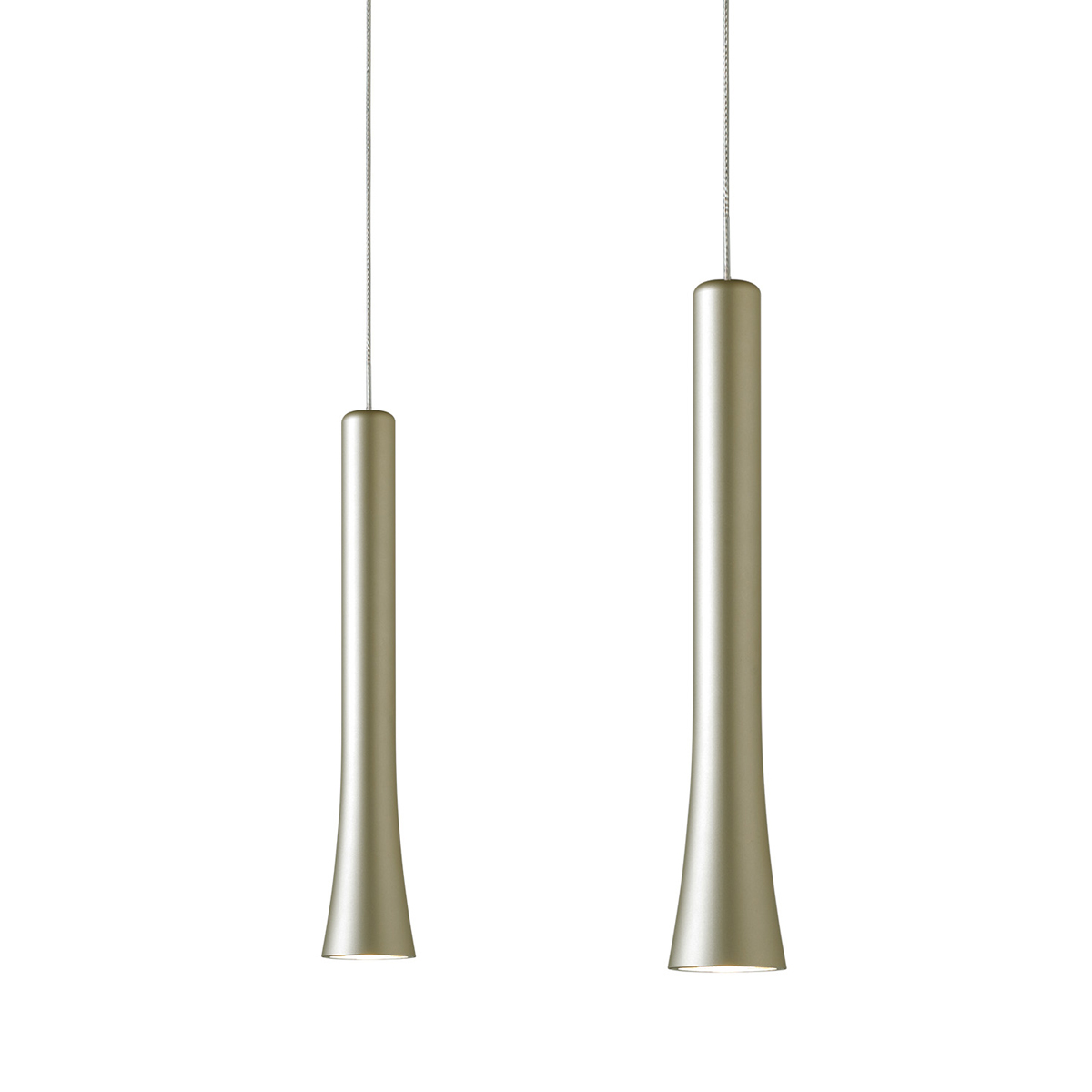 Oligo Rio LED Pendelleuchte, 2-flg., unsichtbare Höhenverstellung, Baldachin: weiß matt, Pearl silver