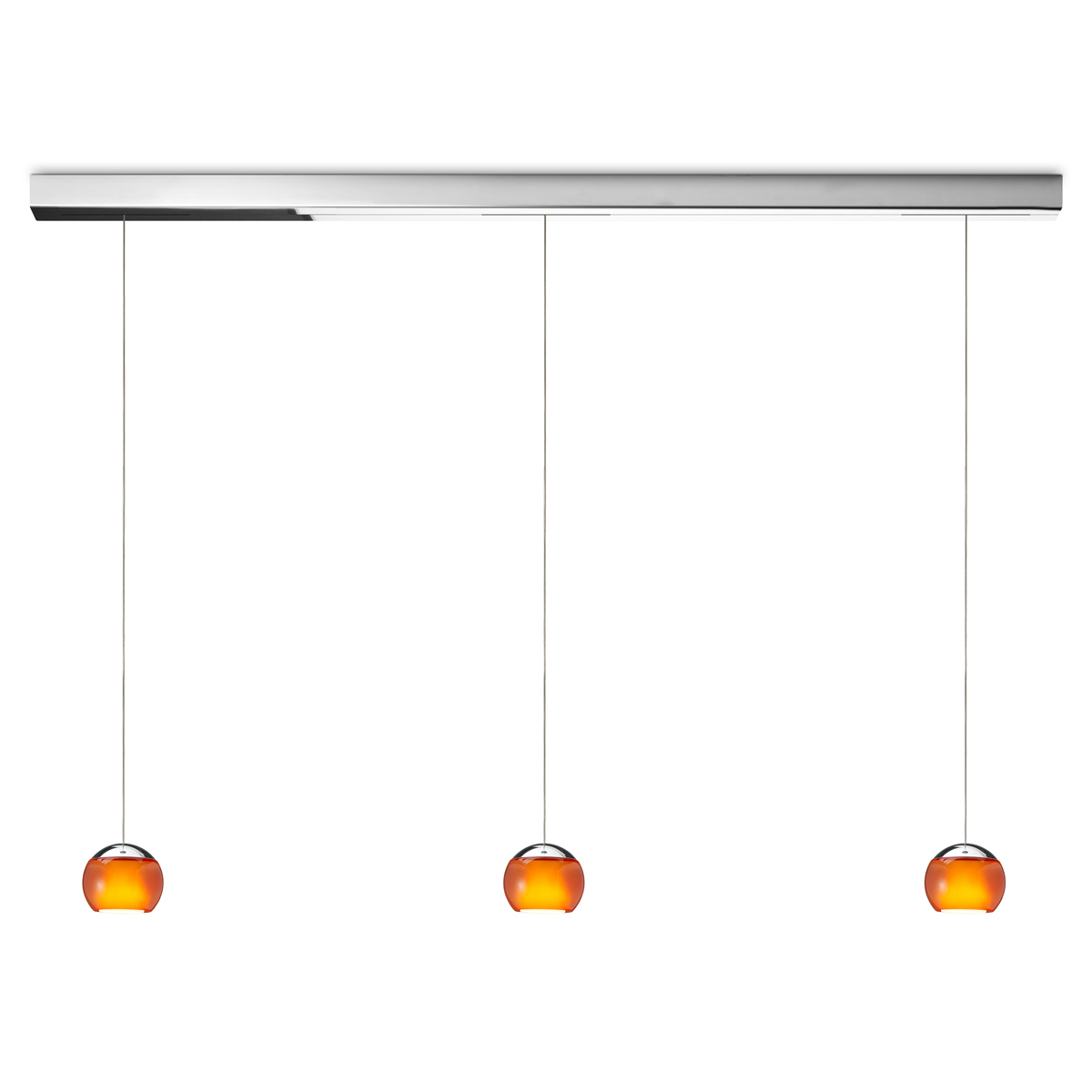 Oligo Balino LED Pendelleuchte, 3-flg., Chrom / orange glänzend