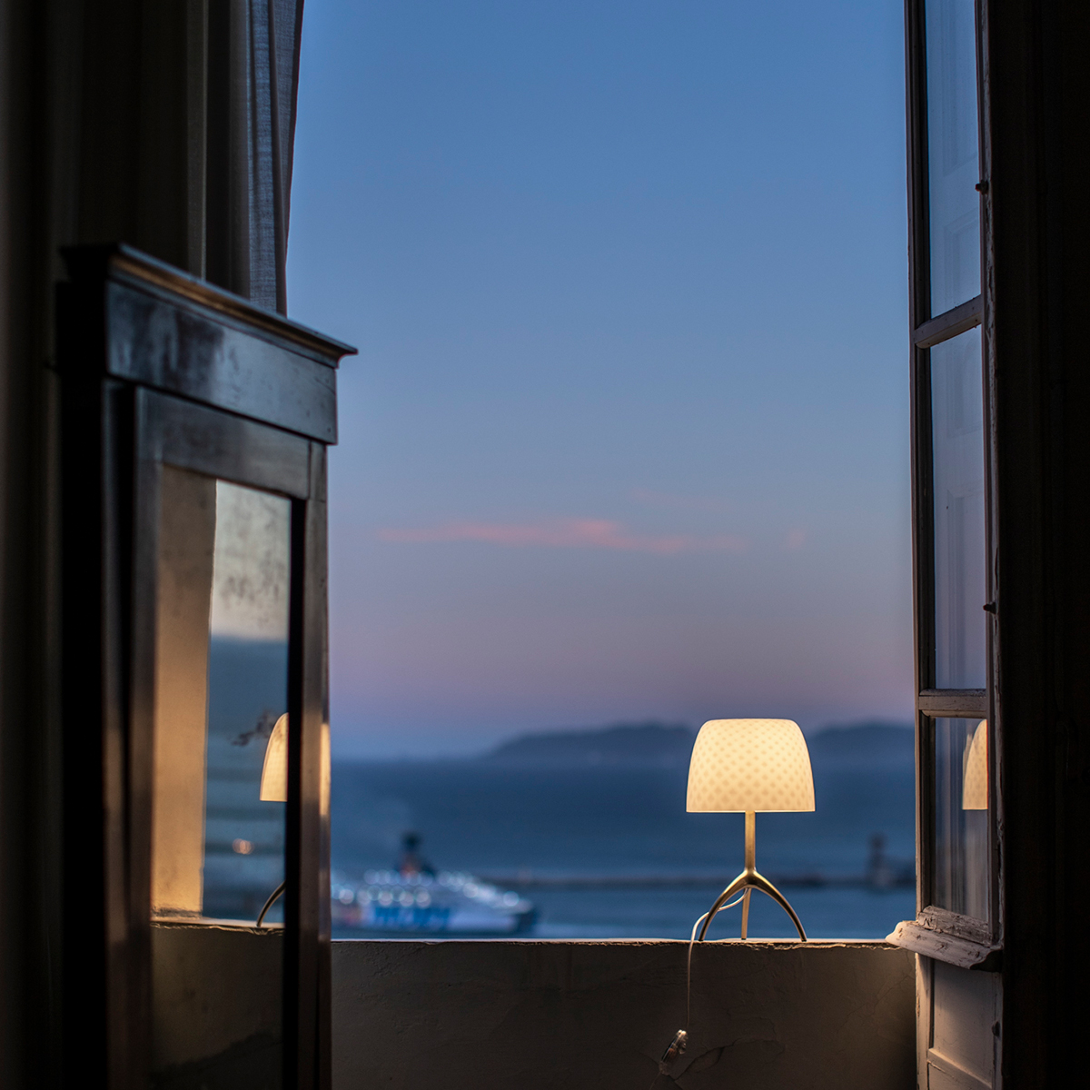 Foscarini Lumiere 30th Piccola Tavolo, champagner / pastilles (Rautenmuster)