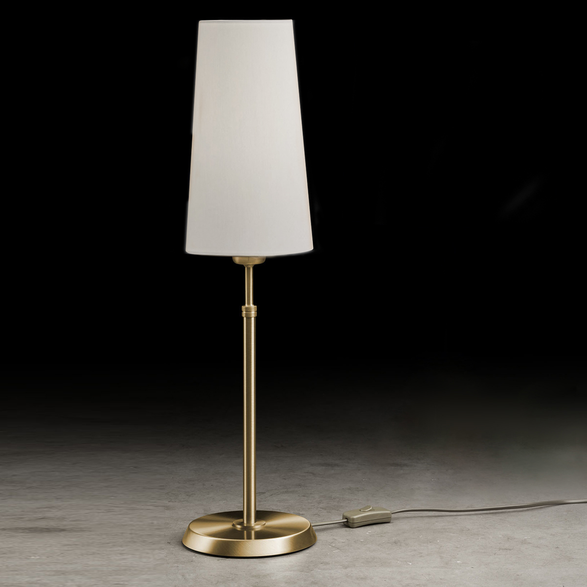 Holtkötter 6263 Tischleuchte, schmal, Abverkaufsware (OVP geöffnet), Messing matt, Chintz weiß