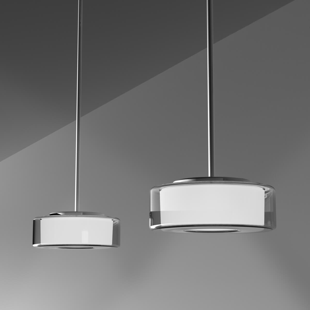 Serien.lighting Curling Suspension Tube S LED Pendelleuchte, 2700 K, Glas klar, Reflektor: zylindrisch opal (©serien.lighting)