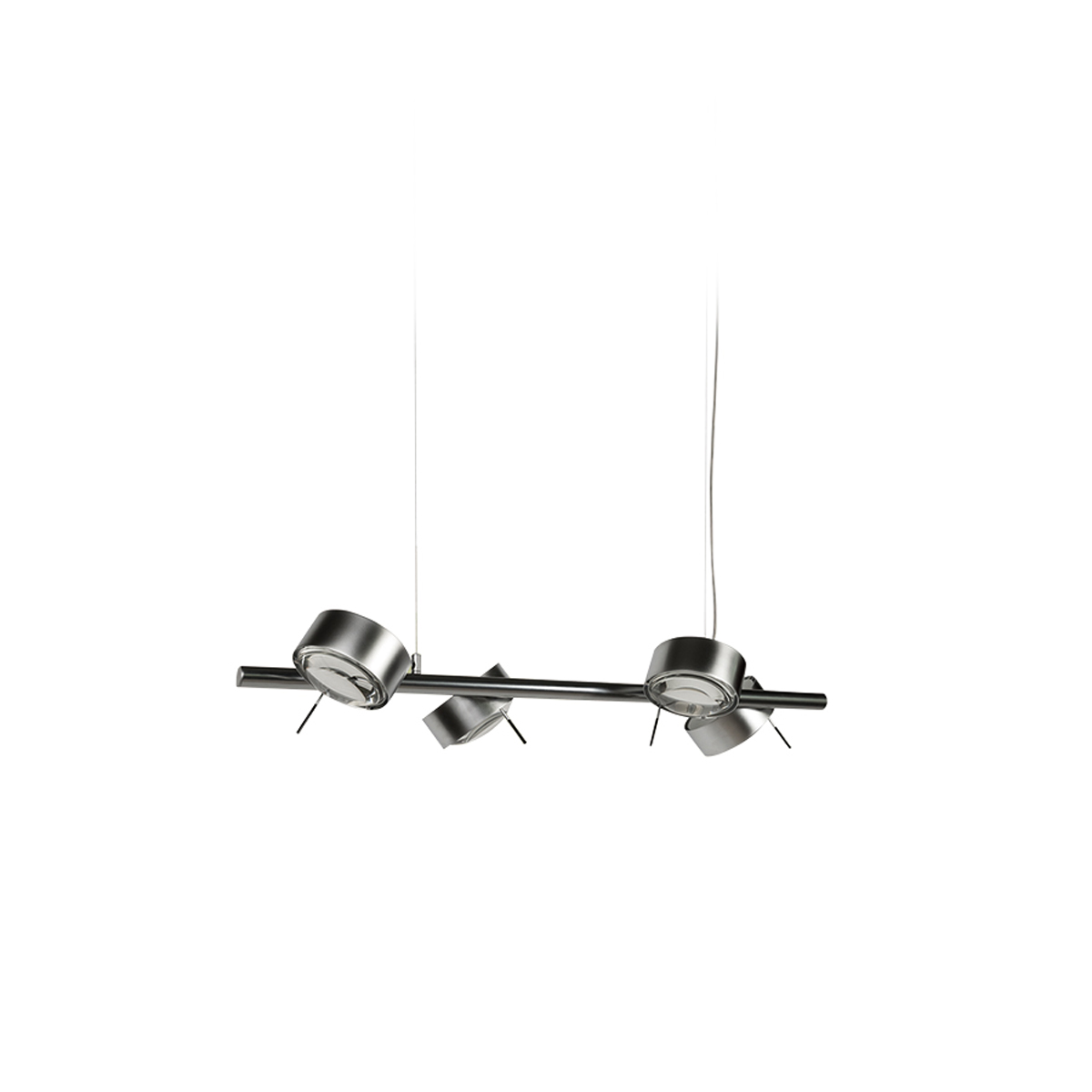 Top Light Puk Maxx Quartett Pendelleuchte, Chrom matt, mit Einsätzen Glas satiniert / Linse klar