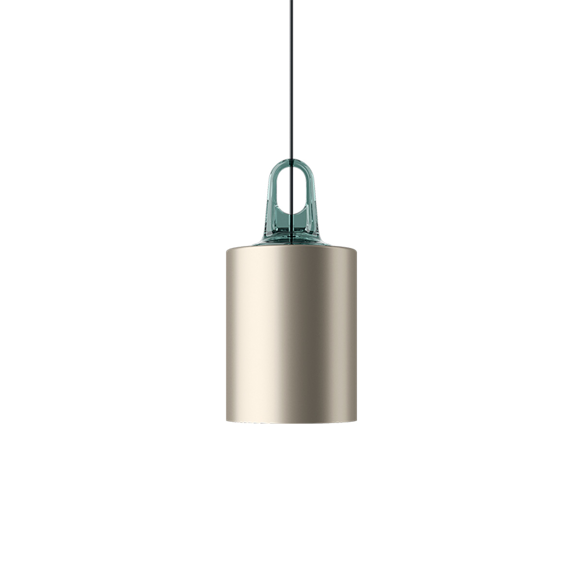 Lodes Jim Cylinder Pendelleuchte, türkis / champagner matt