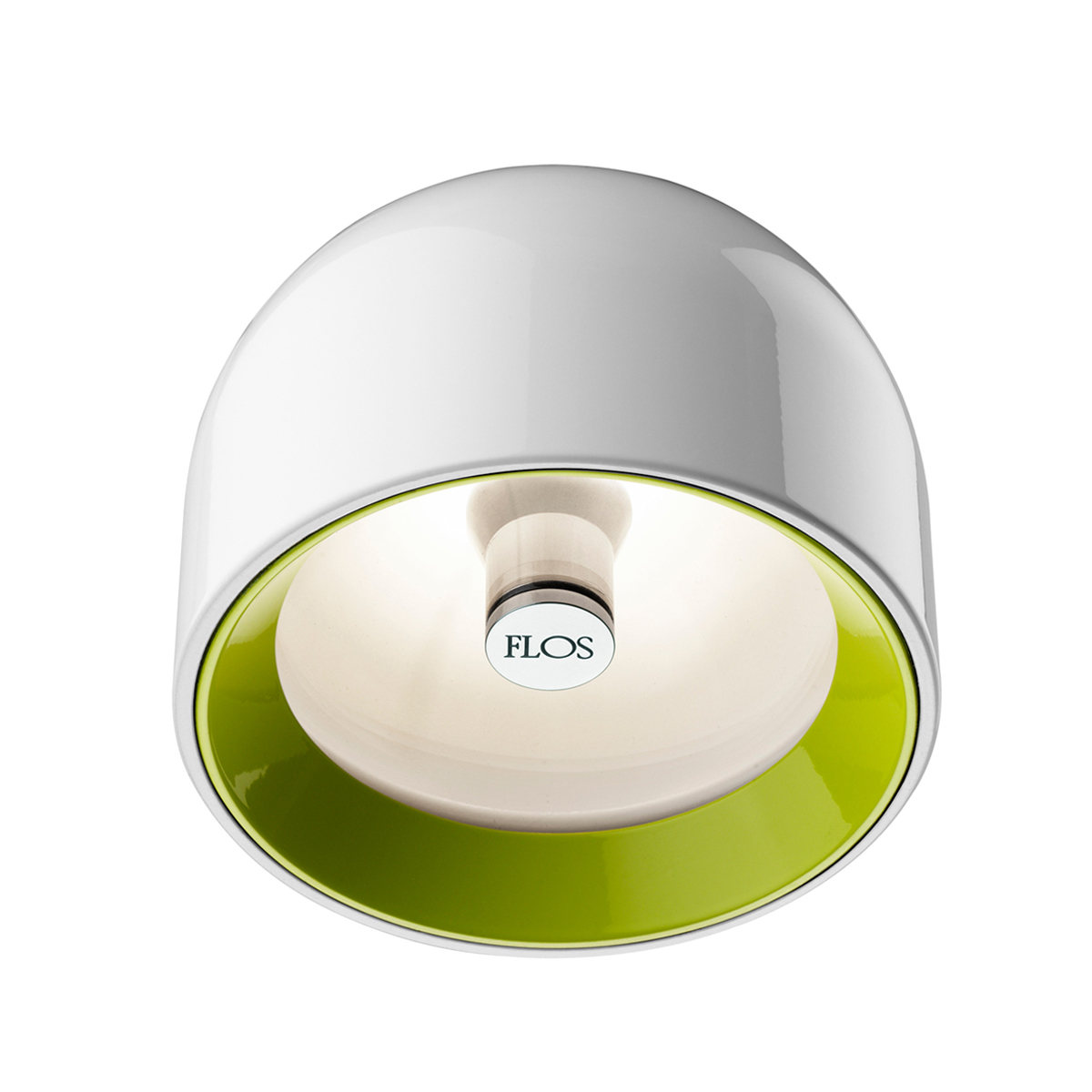 Flos Wan C/W Deckenleuchte, weiß, grüner Ring (inbegriffen, austauschbar)