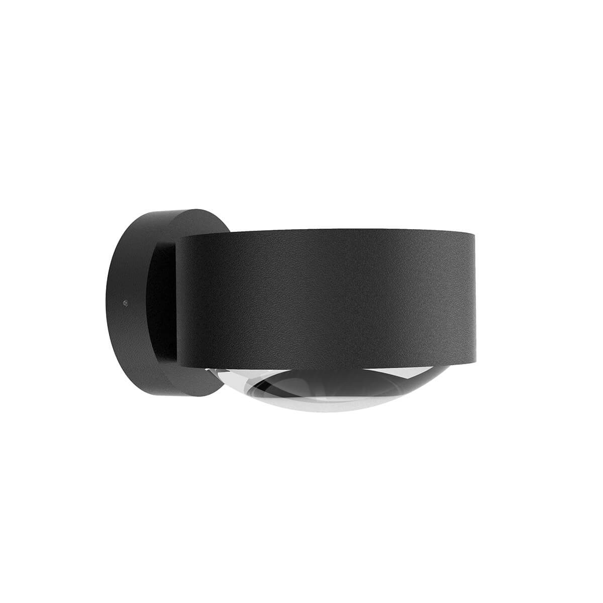 Top Light Puk Maxx Wall Outdoor LED Wandleuchte, Gehäuse, schwarz matt feinstrukturiert, mit Linse klar / Glas satiniert (nicht inbegriffen)