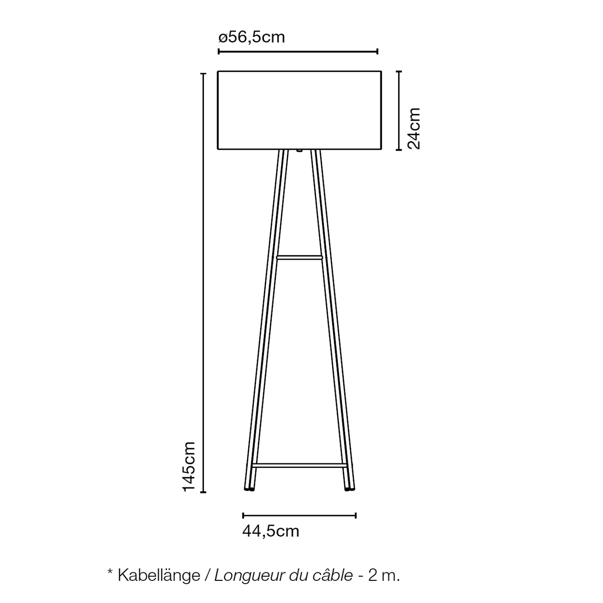 Marset Cala Metal P145 Stehleuchte, Maßzeichnung