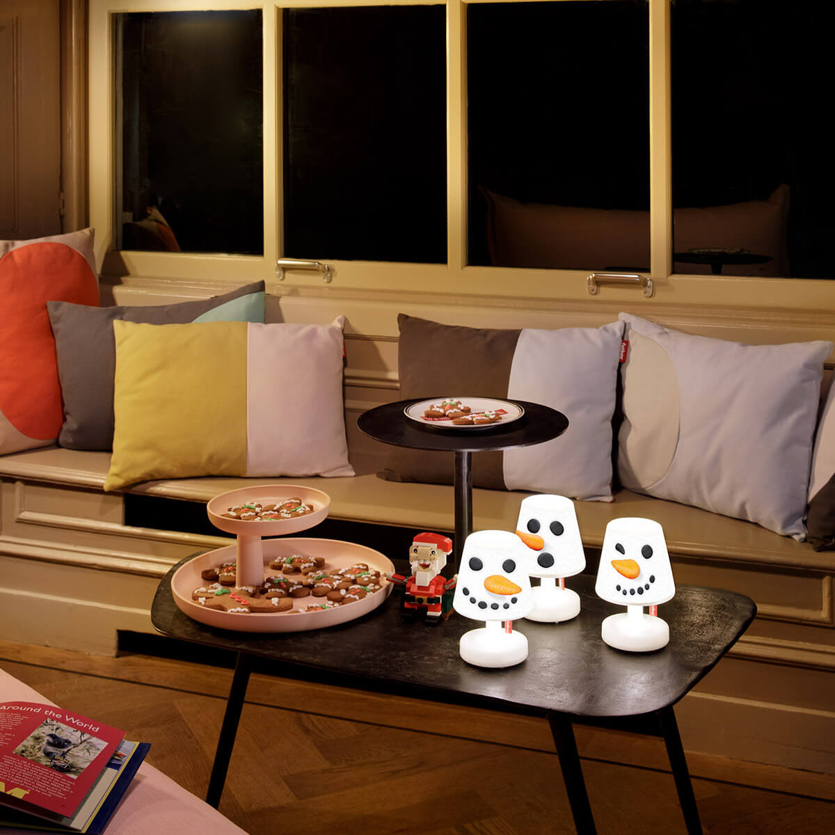 Fatboy Edison the Mini LED Akkuleuchte, 3er-Set, mit X-mas Mini Cappie Set Snowmen, weiß