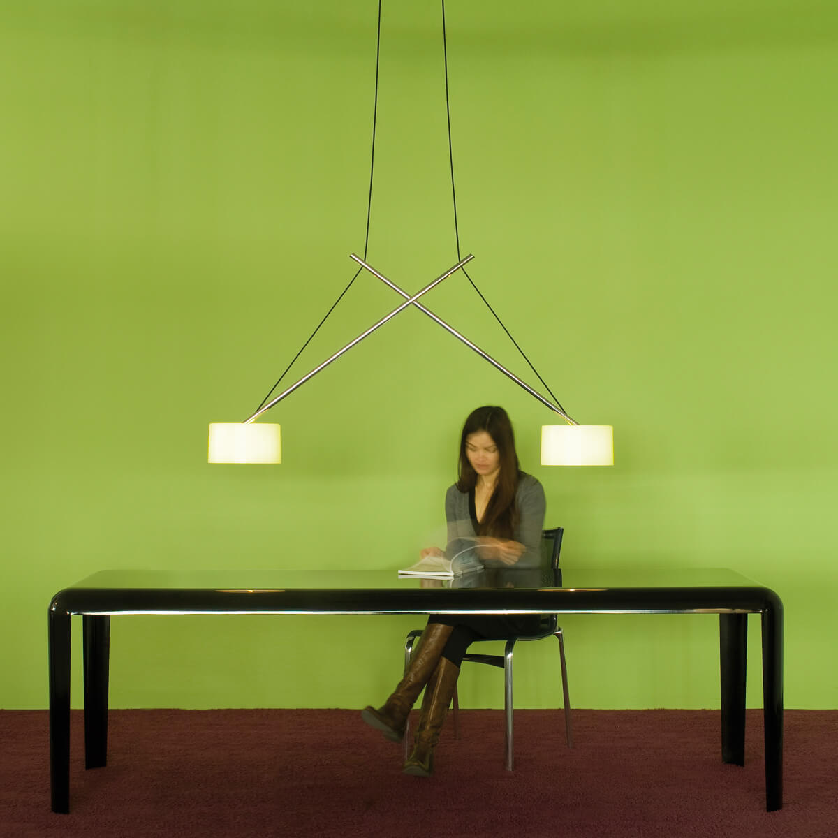 Serien.lighting Twin Suspension, Chrom, Schirme: Acrylglas