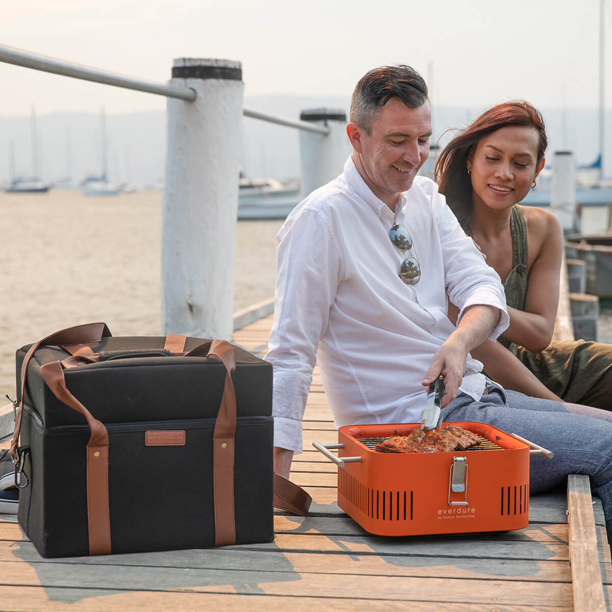 Everdure by heston blumenthal Cube Holzkohlegrill, tragbar, Pro-Set, orange