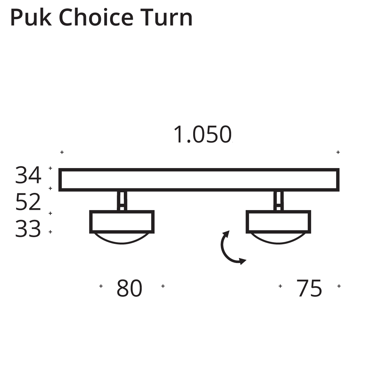Top Light Puk Choice Turn Deckenleuchte, 105 cm
