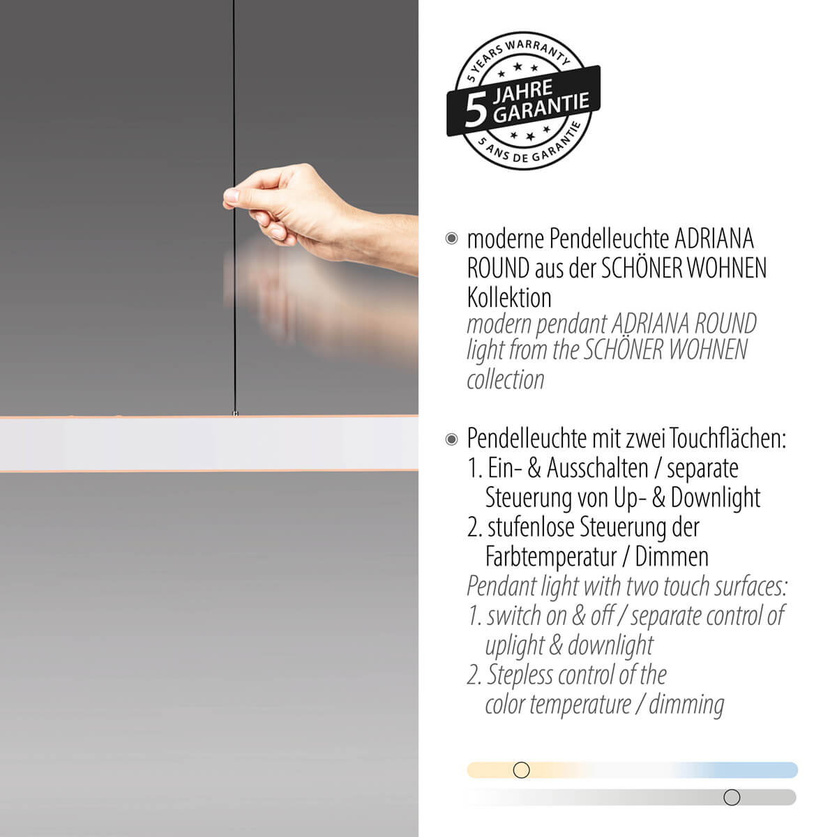 Adriana Round LED Pendelleuchte, ausziehbar