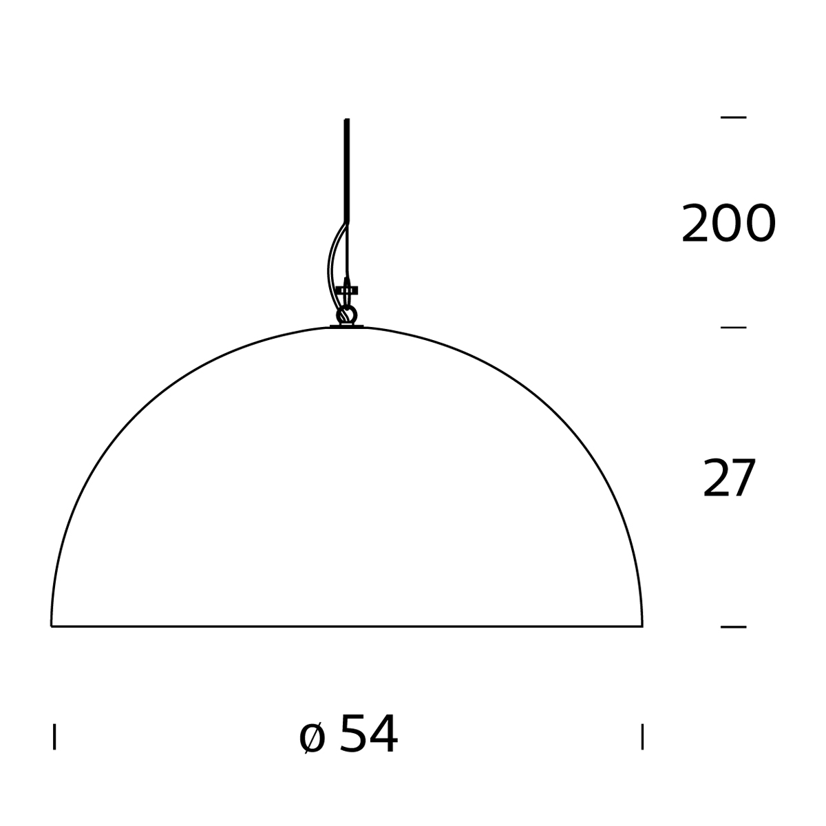 Fontana Arte Cupola Media Pendelleuchte, Maßzeichnung
