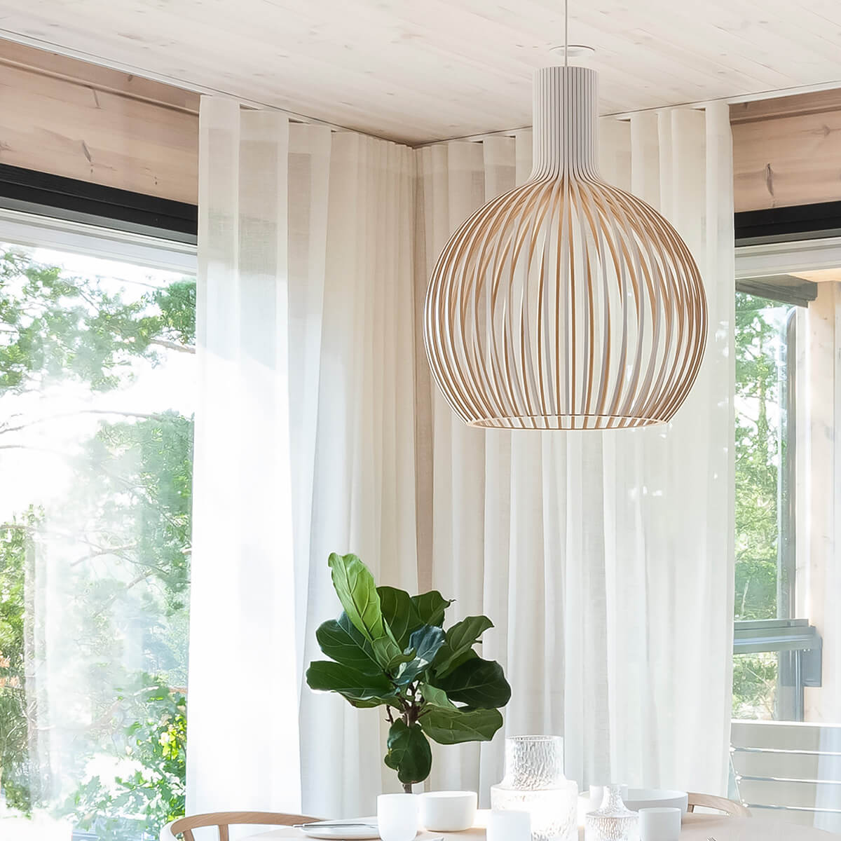 Secto Design Octo 4240 Pendelleuchte, weiß laminiert, Kabel: weiß