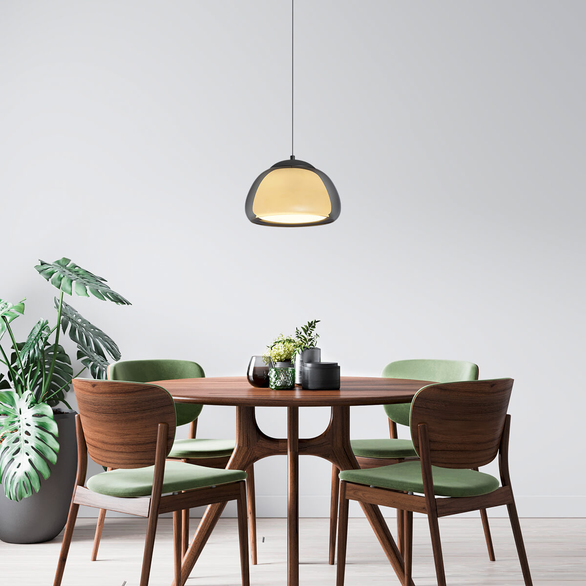 HELL Luxxo LED Pendelleuchte, Ø: 24,5 cm, schwarz / Rauchglas