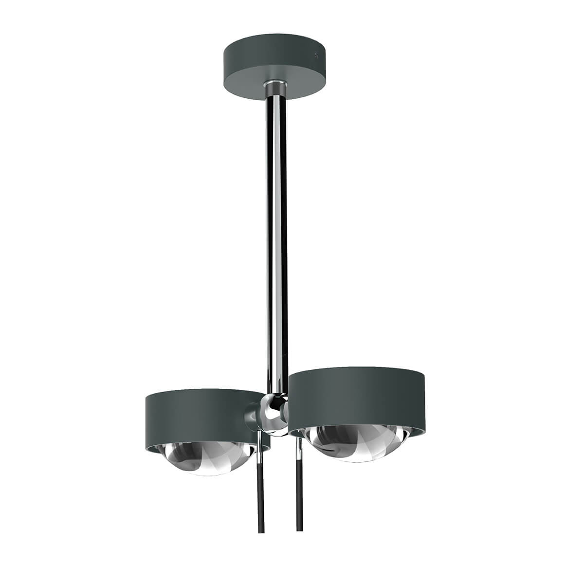 Top Light Puk Mini Side Twin Ceiling LED Deckenleuchte, 20 cm, Gehäuse, anthrazit matt / Chrom, mit Linse klar / Glas satiniert (nicht inbegriffen)