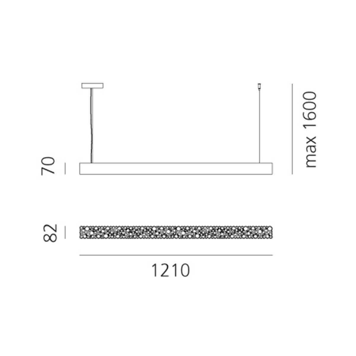 Artemide Calipso Linear LED Sospensione, App-kompatibel, Länge: 121 cm, Maßzeichnung