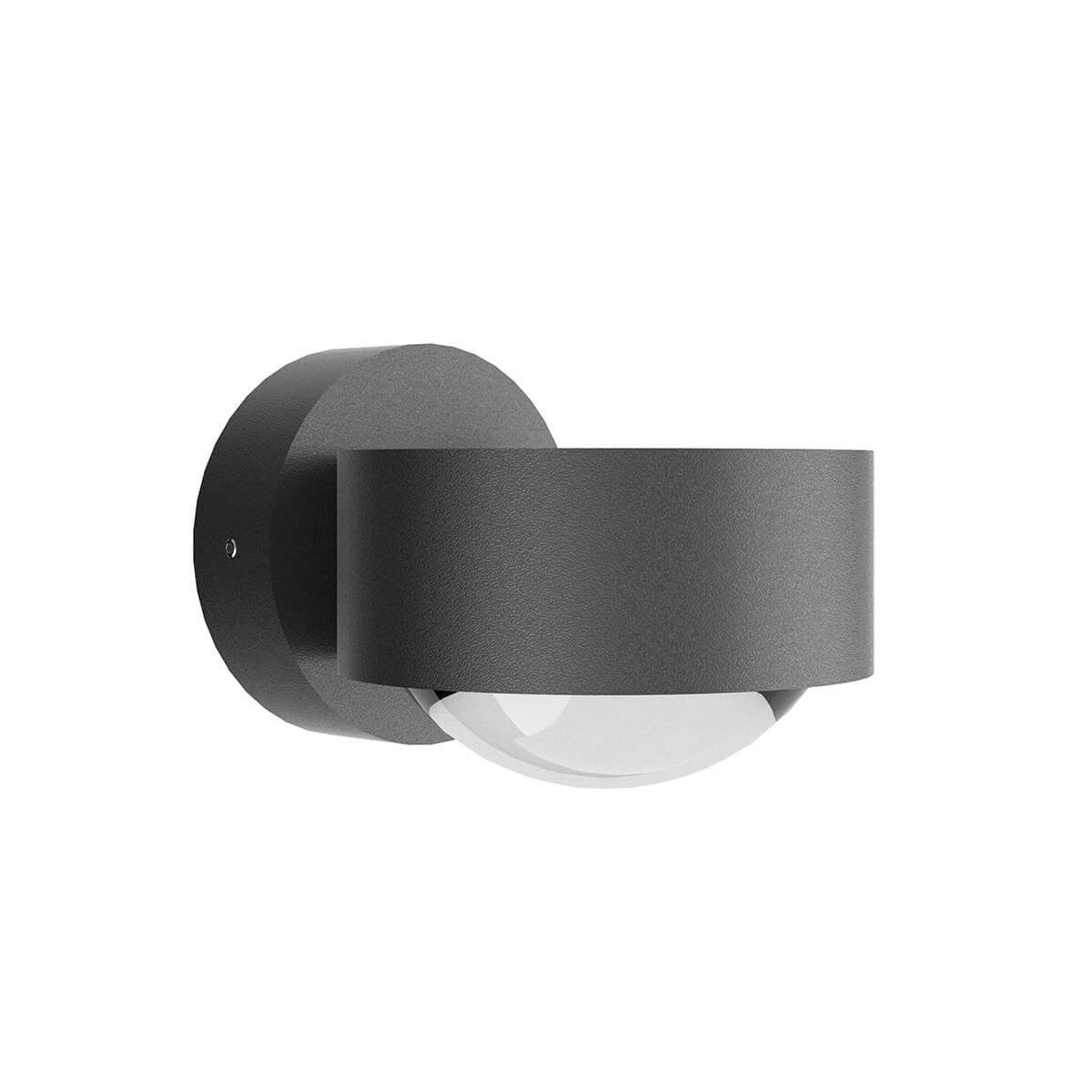 Top Light Puk Mini Wall Outdoor LED Wandleuchte, Gehäuse, anthrazit matt feinstrukturiert, mit Linse klar / Glas satiniert (nicht inbegriffen)