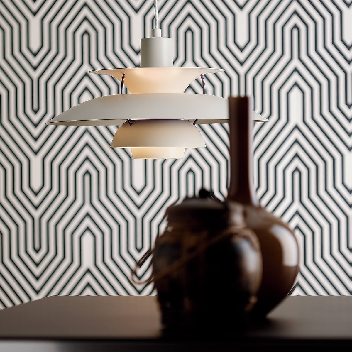 Louis Poulsen PH 5 Classic Pendelleuchte, weiß matt, Reflektor: blau