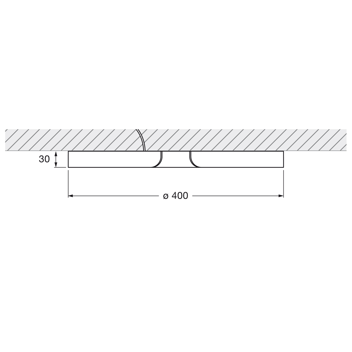Occhio Mito soffitto 40 up "air" narrow LED Deckenleuchte, Maßzeichnung
