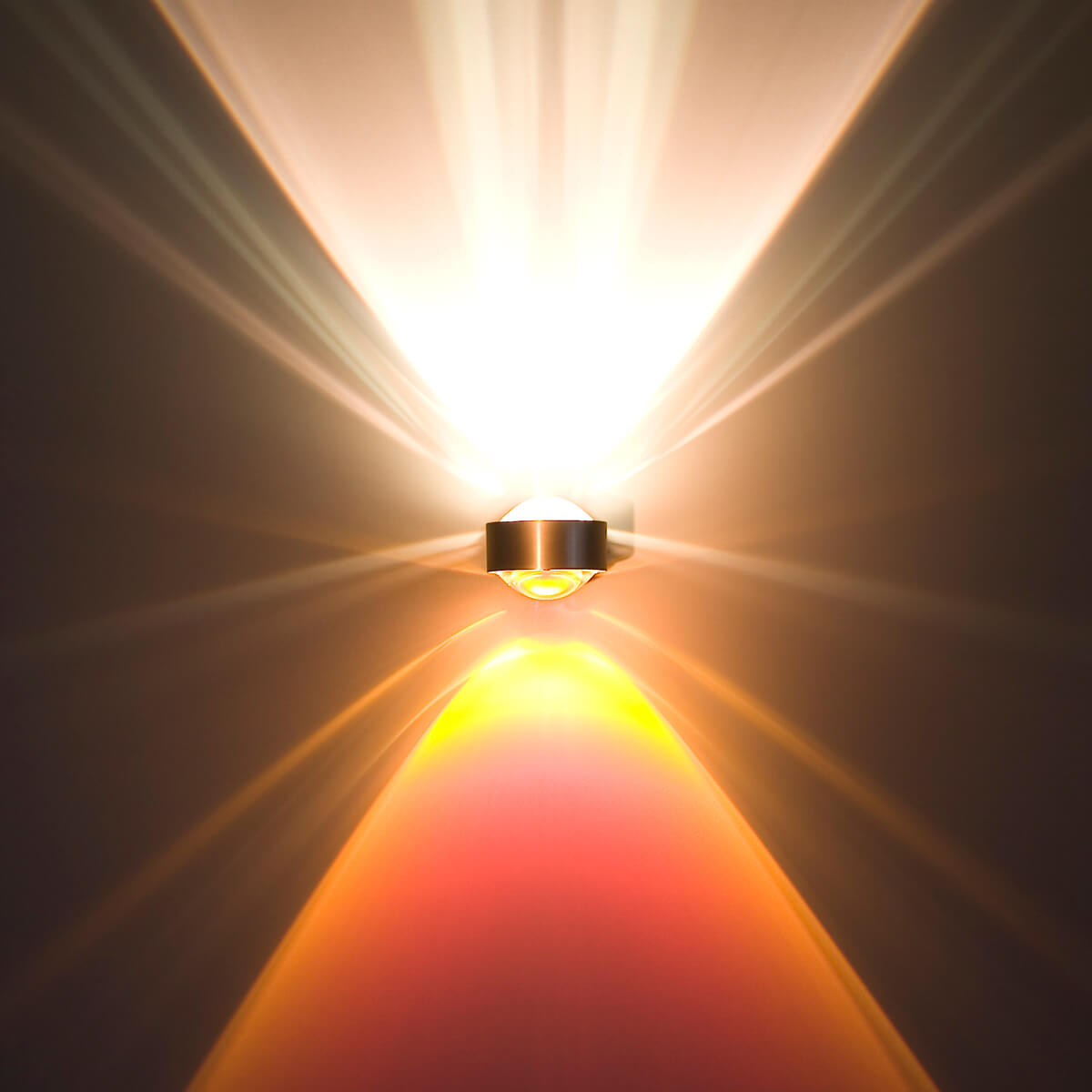 Top Light Puk Mini Wall Wandleuchte, Nickel matt, mit Linse klar / Linse klar und Farbfilter rot