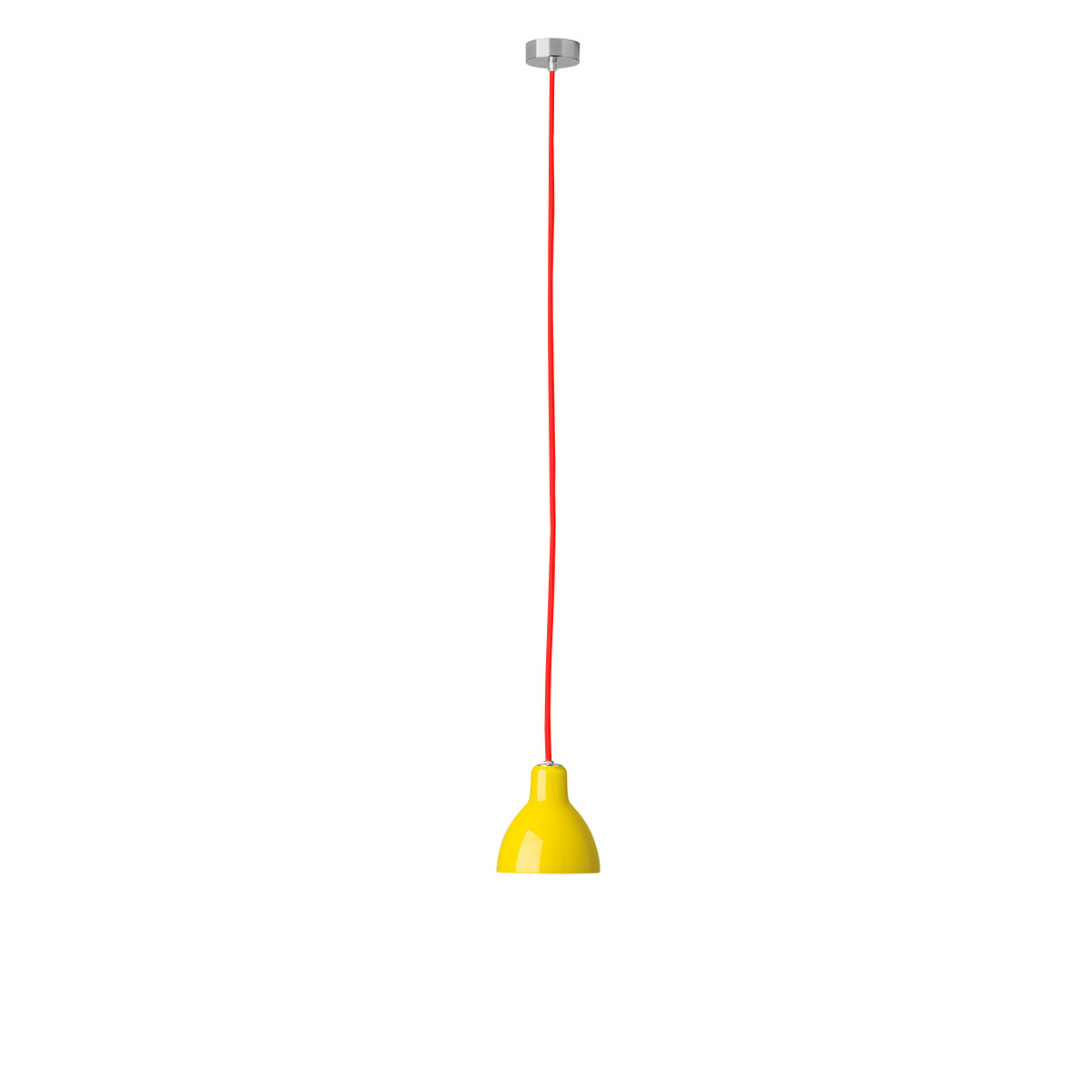 Rotaliana Luxy H5 Pendelleuchte, Kabel: rot, Schirm: gelb glänzend
