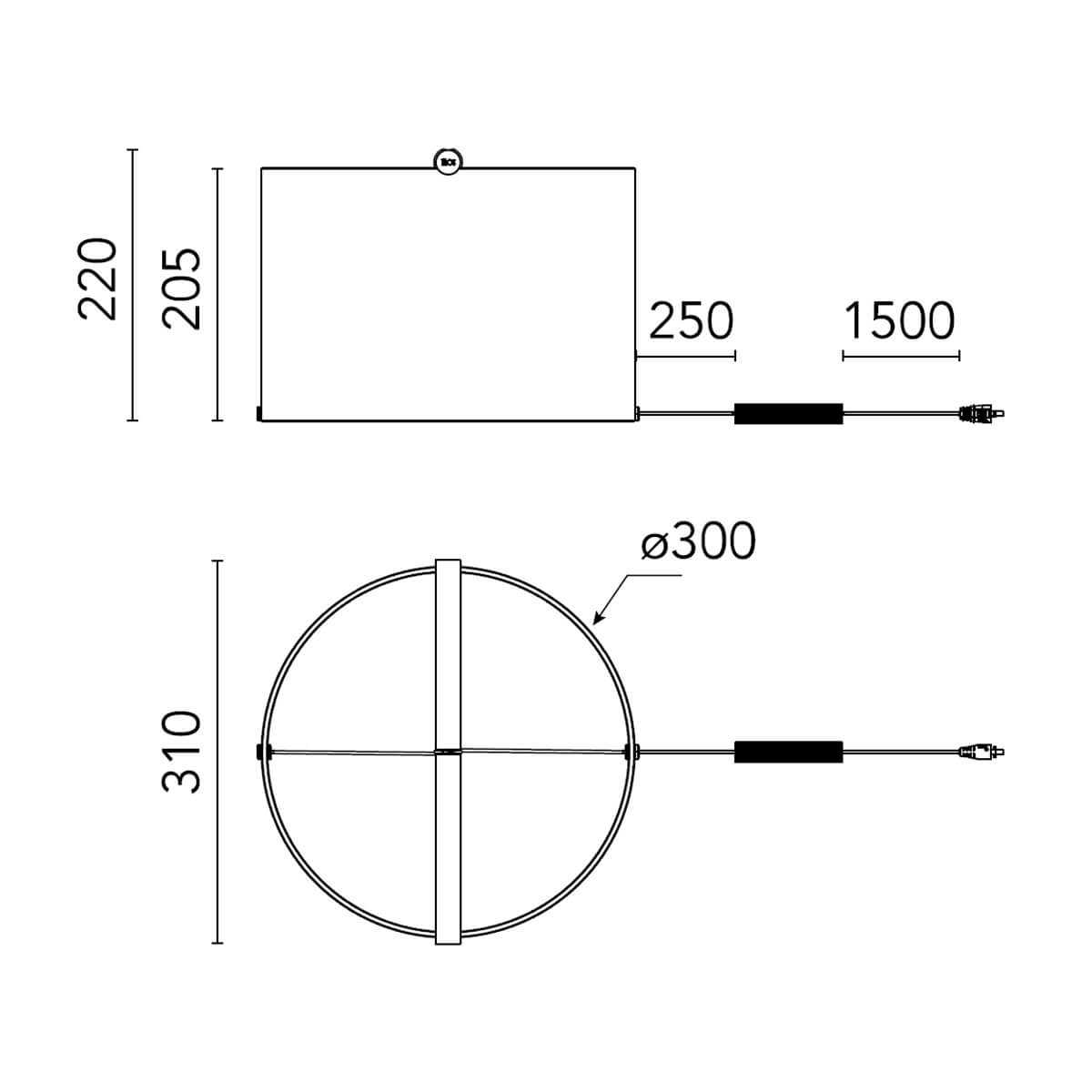 Flos To-Tie T3 LED Tischleuchte, Maßzeichnung