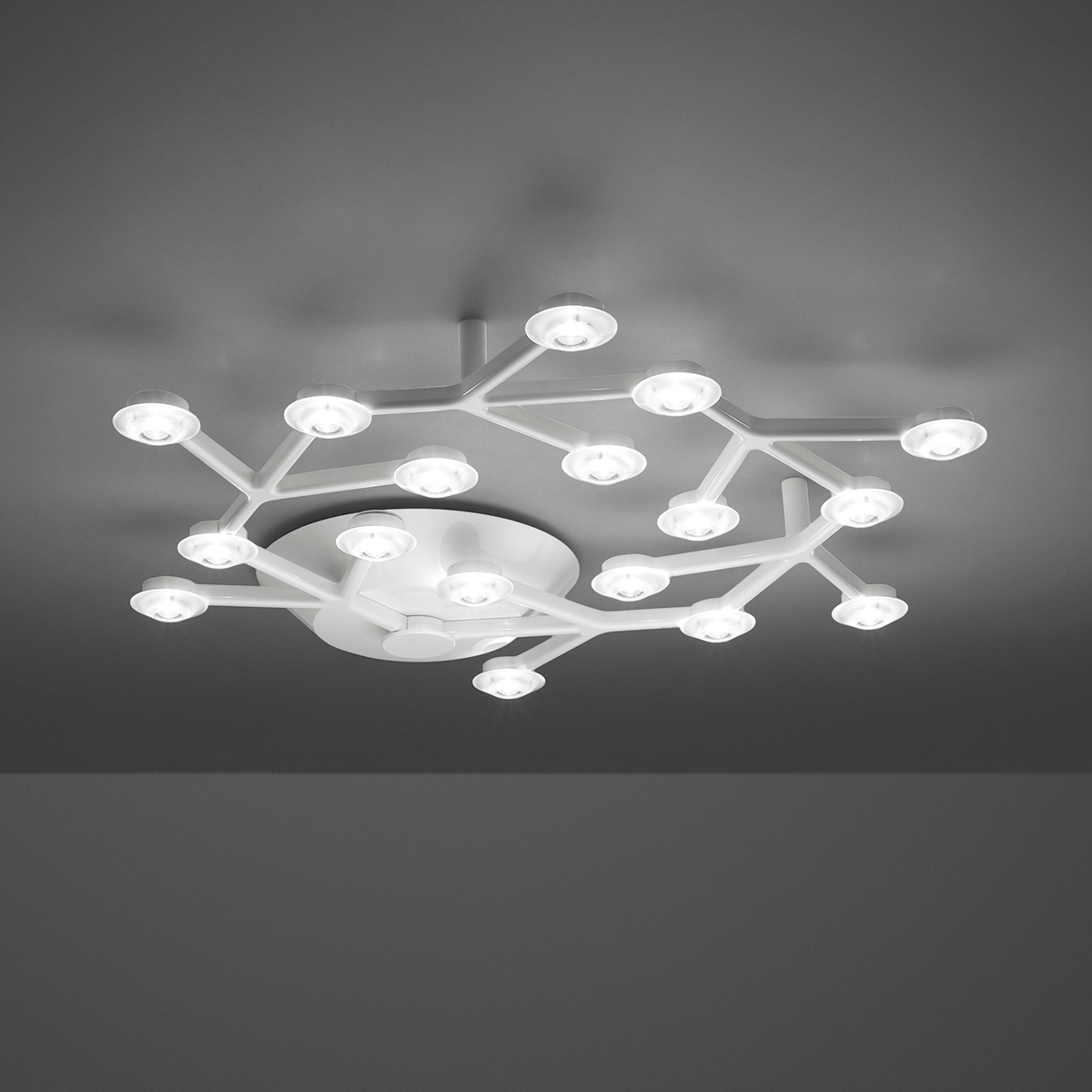 Artemide Design LED Net Circle Soffitto, App-kompatibel, weiß glänzend LED Net Circle Soffitto, App-kompatibel