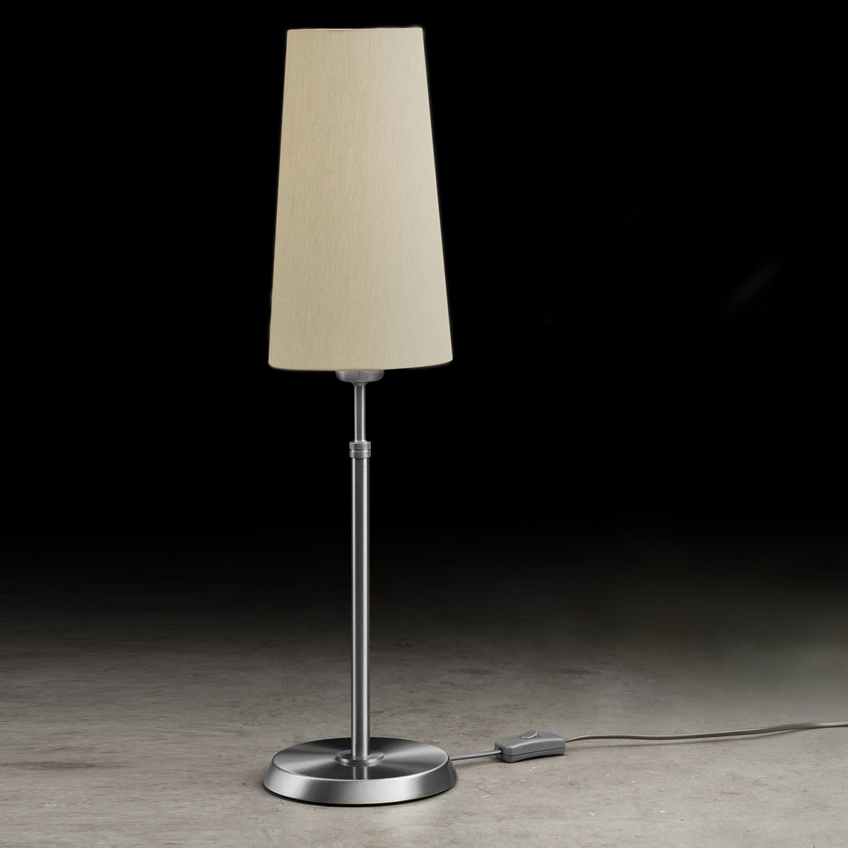 Holtkötter 6263 Tischleuchte, schmal, Nickel matt, Chintz Champagner