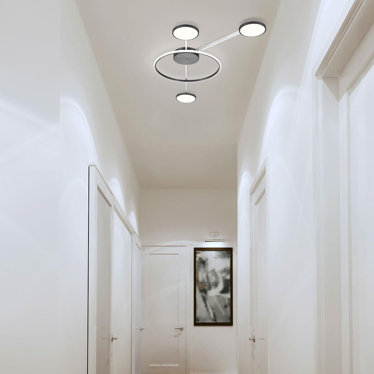 Bopp Plus Satellite LED Deckenleuchte, mit ZigBee, anthrazit / Nickel geschliffen