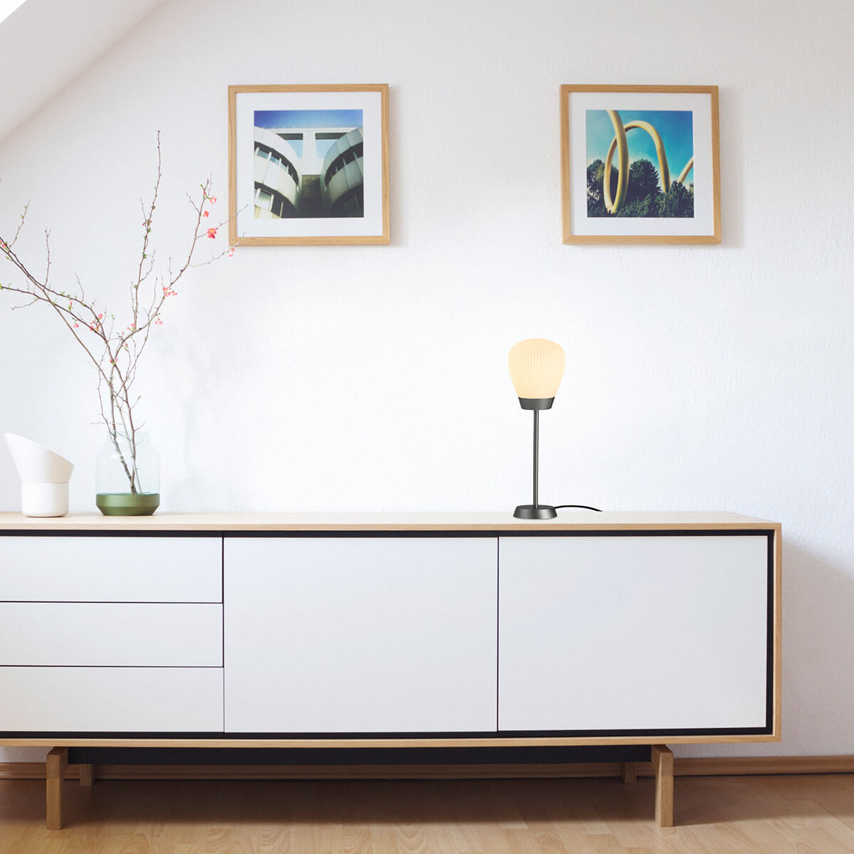 Holtkötter Plissee T1 Tischleuchte, Platin