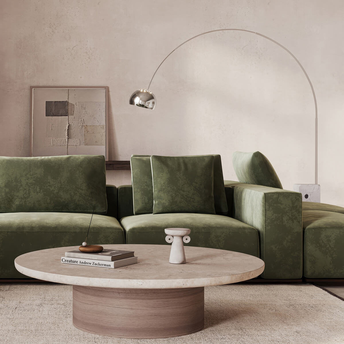 Flos Arco LED Bogenleuchte, Edelstahl, Sockel: Marmor