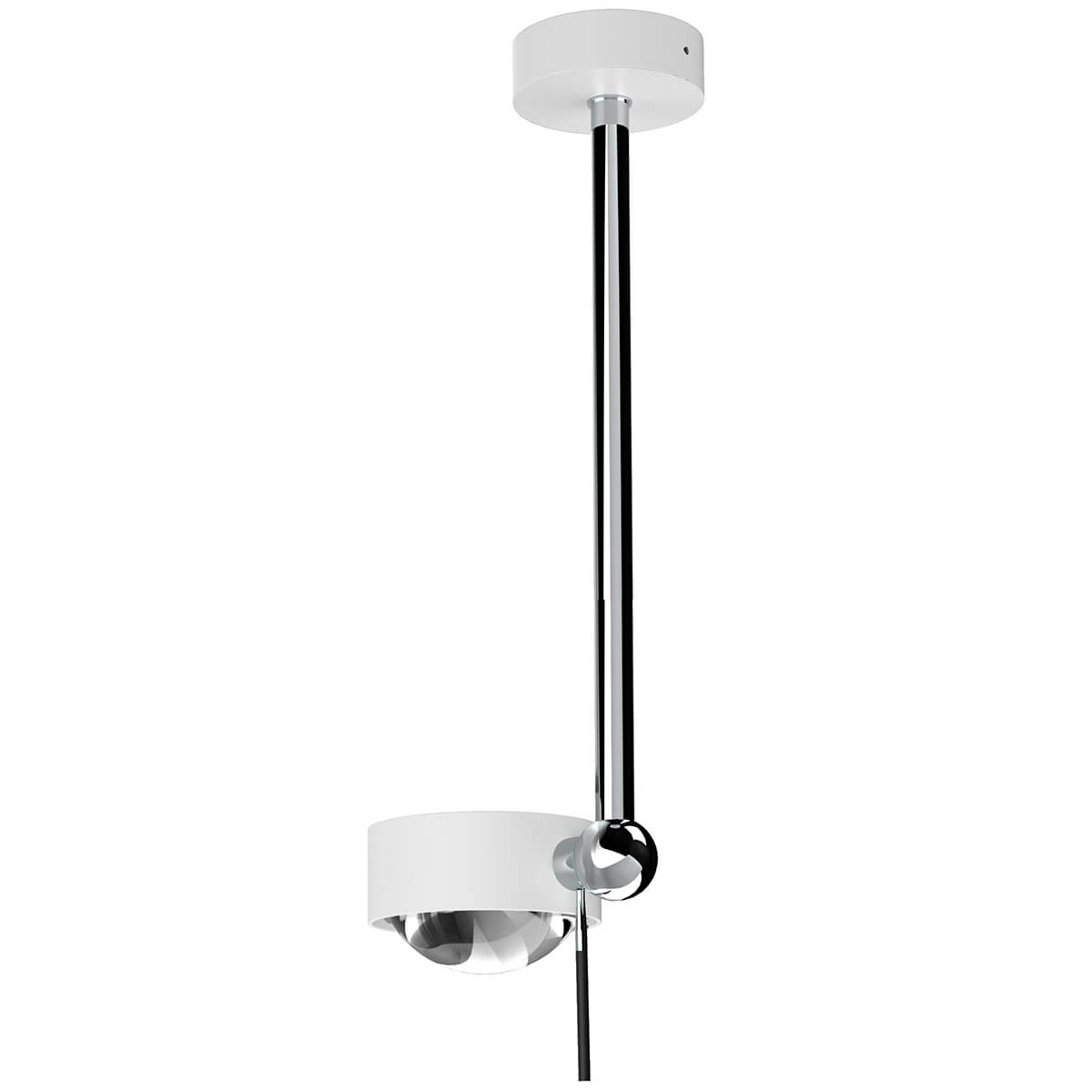 Top Light Puk Mini Side Single Ceiling Deckenleuchte, 30 cm, Gehäuse, weiß matt / Chrom, mit Linse klar / Glas satiniert (nicht inbegriffen)