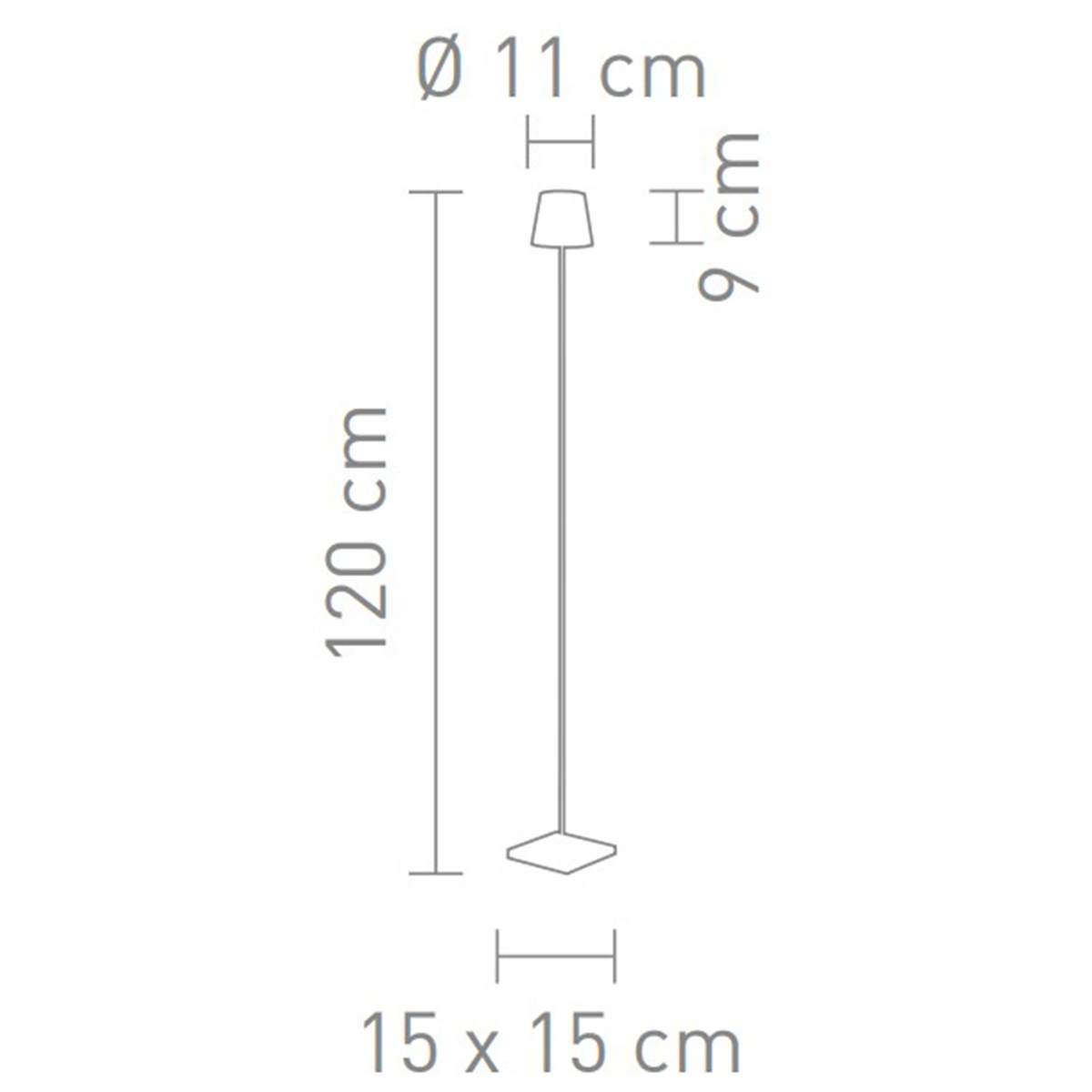 Sompex Troll 2.0 LED Akkustehleuchte, Maßzeichnung