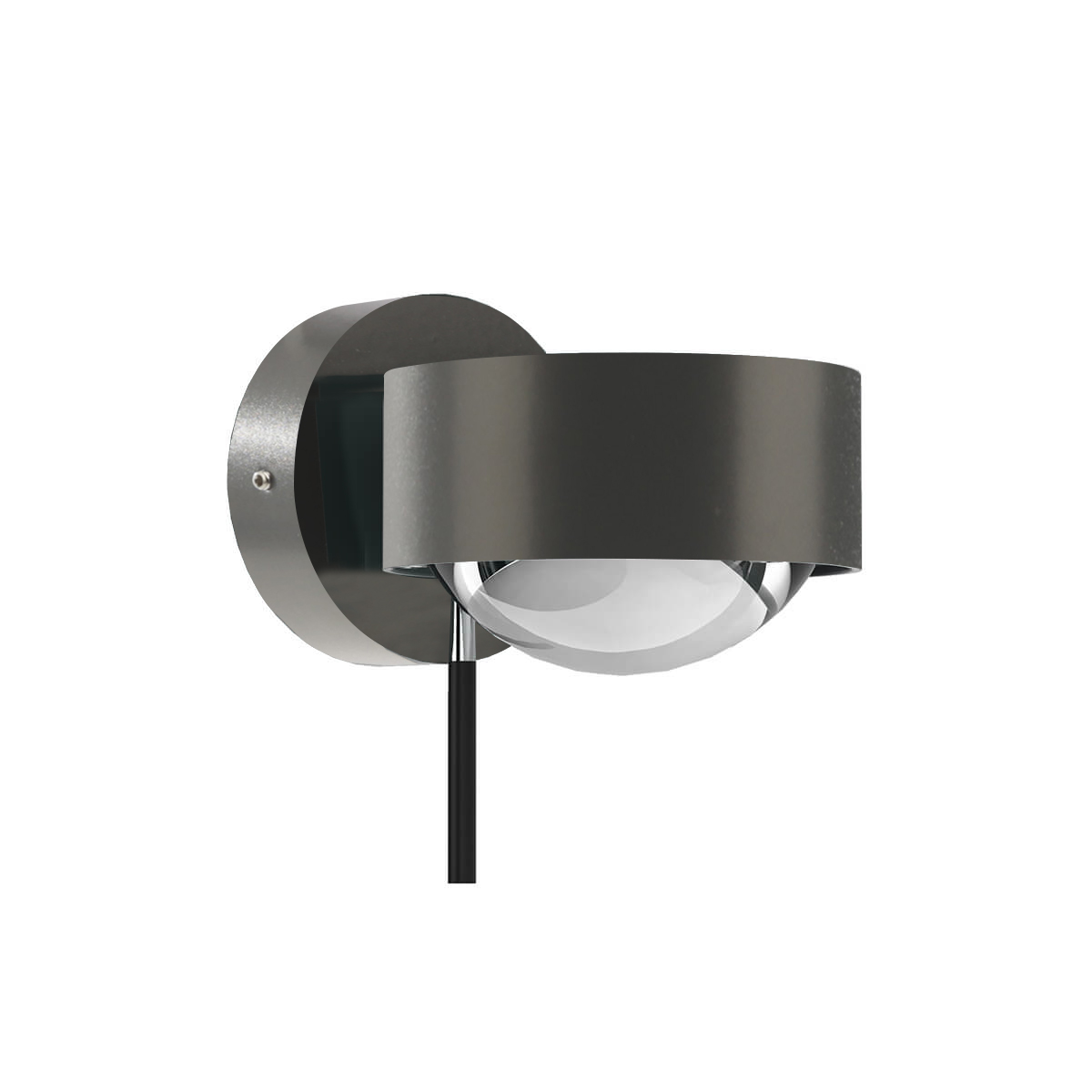 Top Light Puk Mini Wall + Wandleuchte, Gehäuse, Auslaufmodell, anthrazit lackiert / Chrom, mit Glas satiniert / Linse klar (nicht inbegriffen) Puk Mini Wall + Wandleuchte, Gehäuse, Auslaufmodell