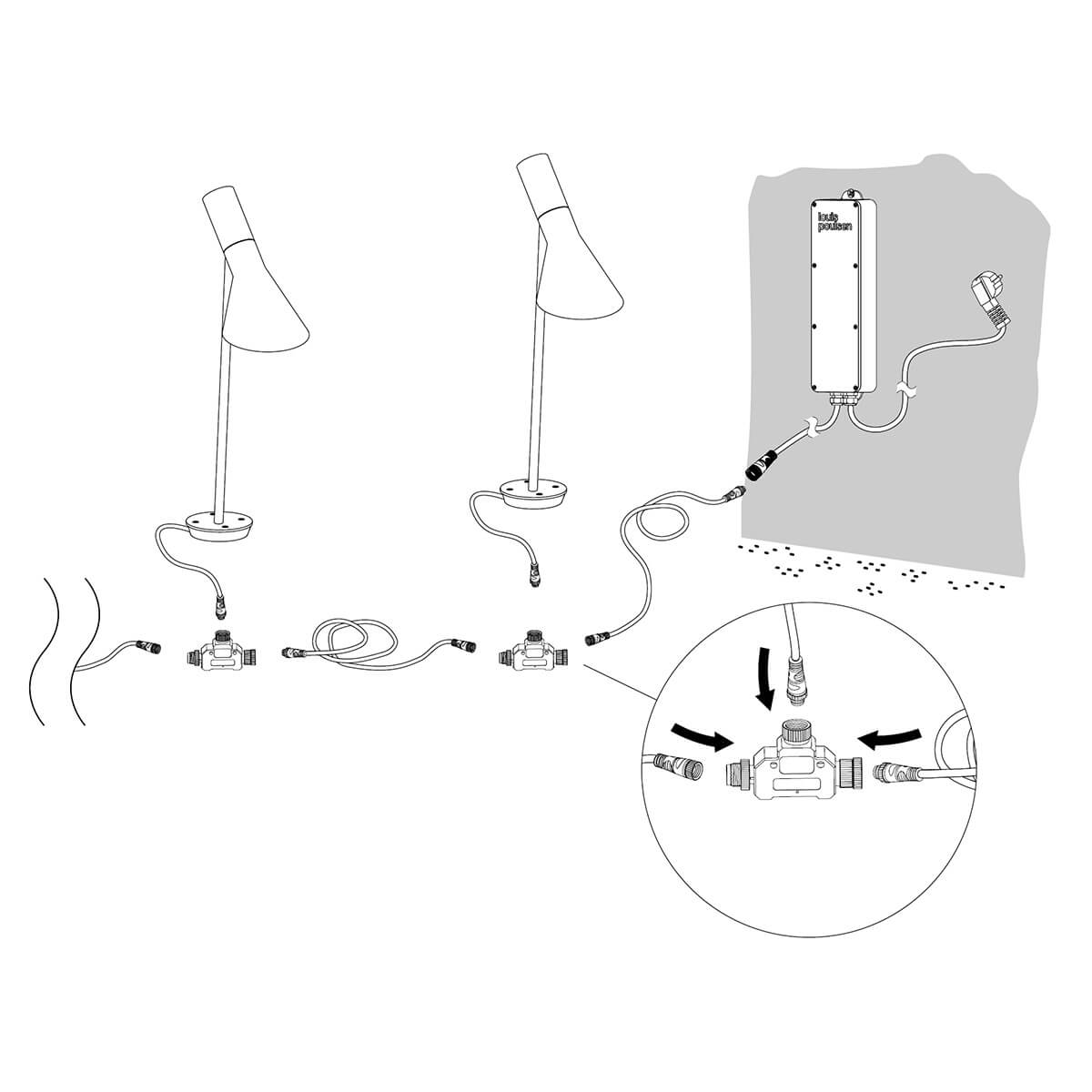 Louis Poulsen Garden T-Verbinder, Anwendungsbeispiel