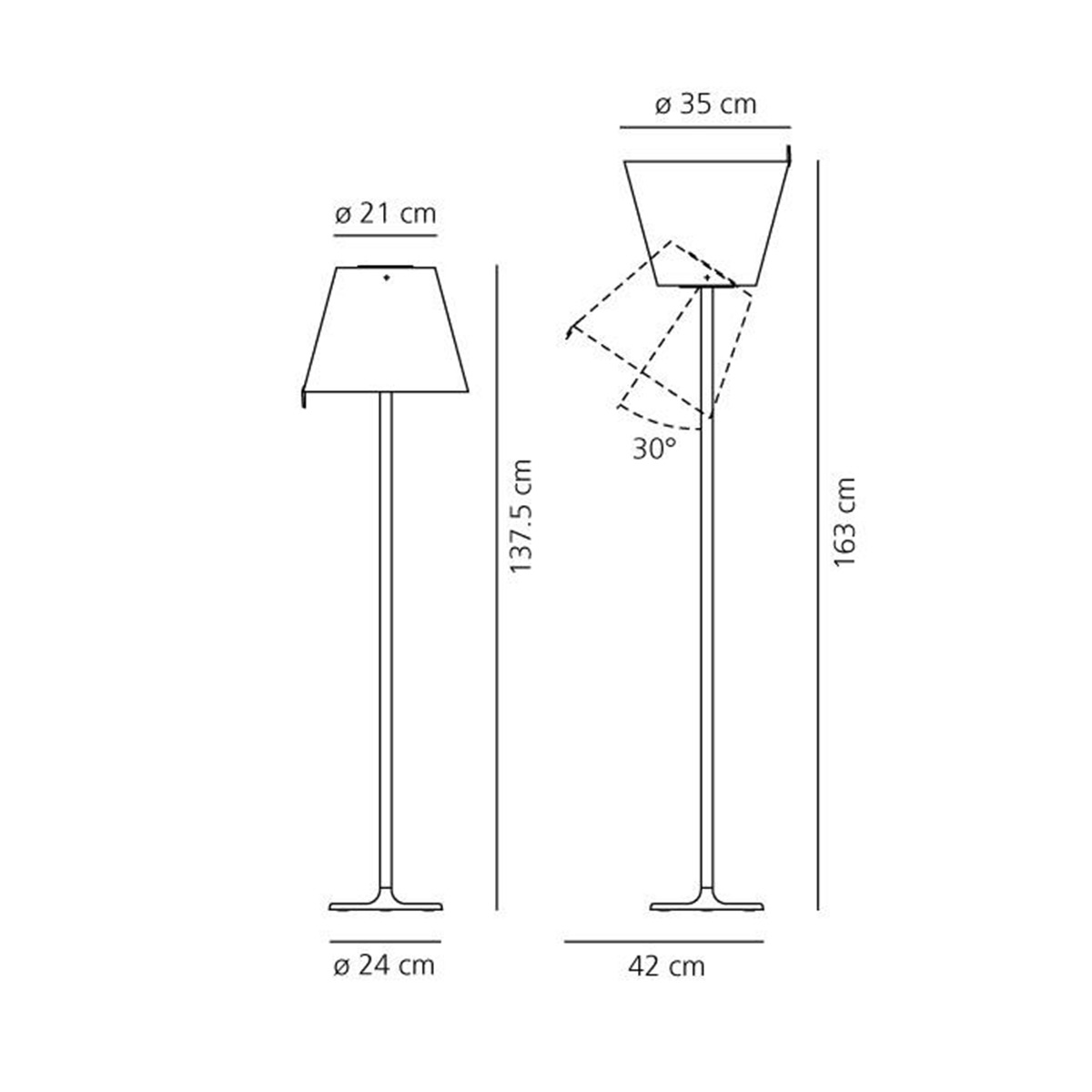 Artemide Melampo Terra, Maßzeichnung