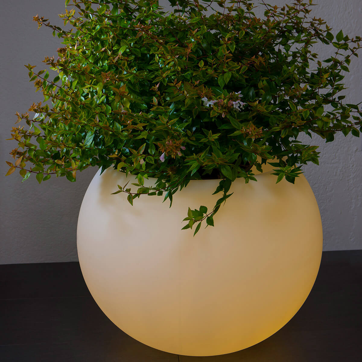 Epstein-Design Flora Dekoleuchte / Pflanztopf, Ø: 65 cm, weiß (die Blumen-Deko ist nicht im Lieferumfang enthalten)