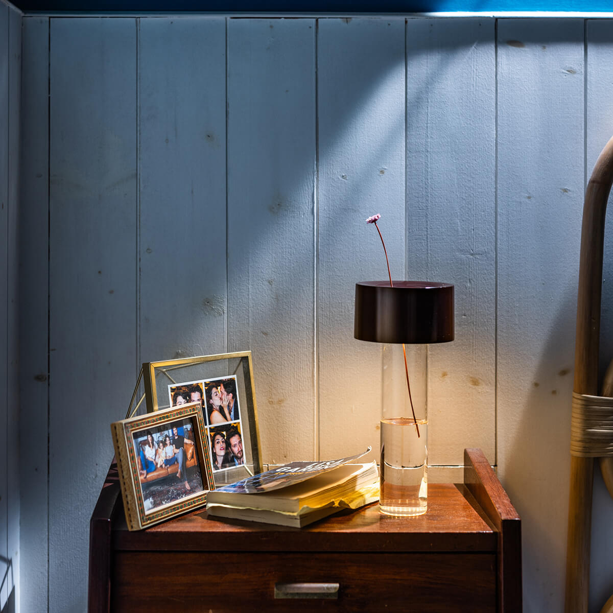 Foscarini Fleur LED Tavolo Akkuleuchte & Vase, burgundy (burgunderrot)