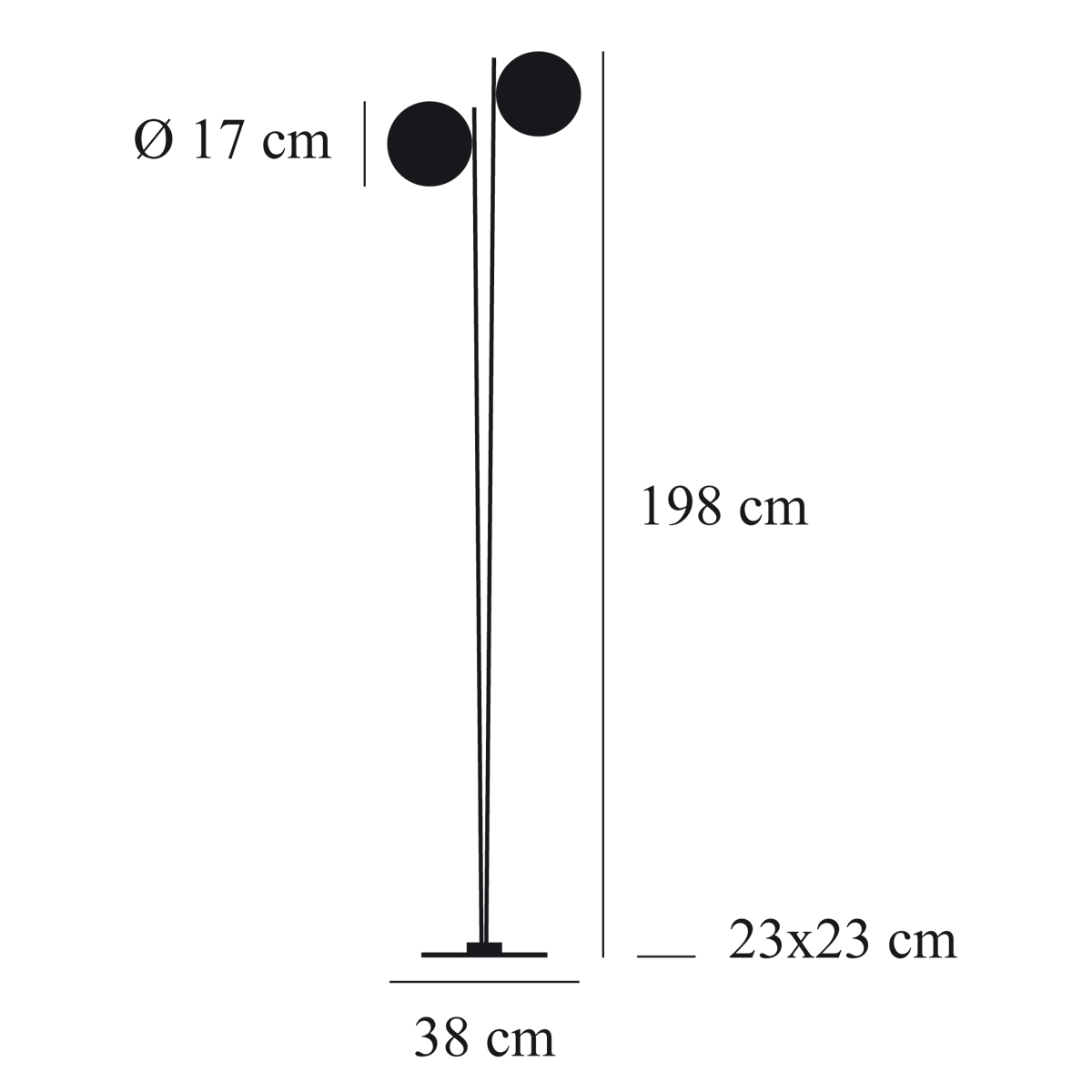 Catellani & Smith Lederam F2 Stehleuchte, Abmessungen